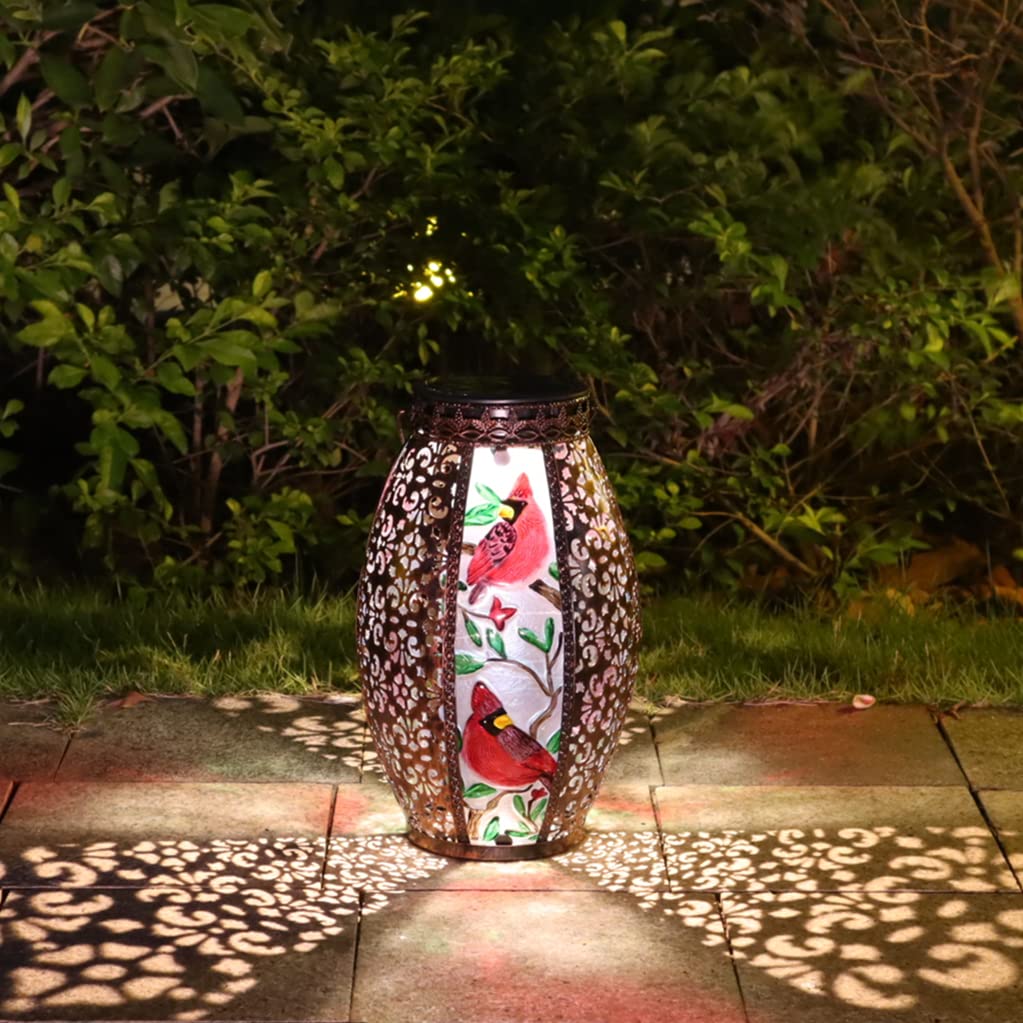 Larekook Outdoor Solar Lantern - Waterproof Metal Hummingbird Lights For Patio & Garden