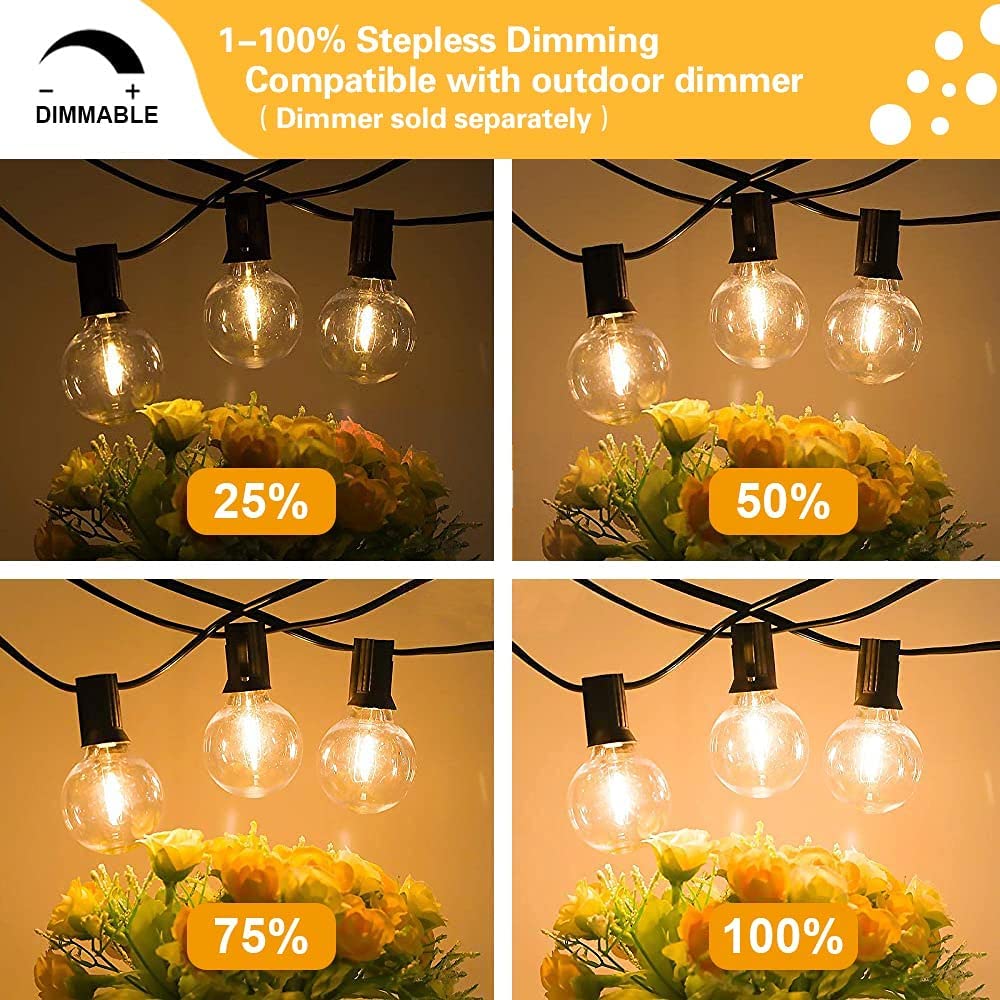 Sunthin Outdoor String Lights, 144Ft(3X48Ft) Patio Lights With G40 Shatterproof Led Bulbs, Hanging Lights String For Outside Bac