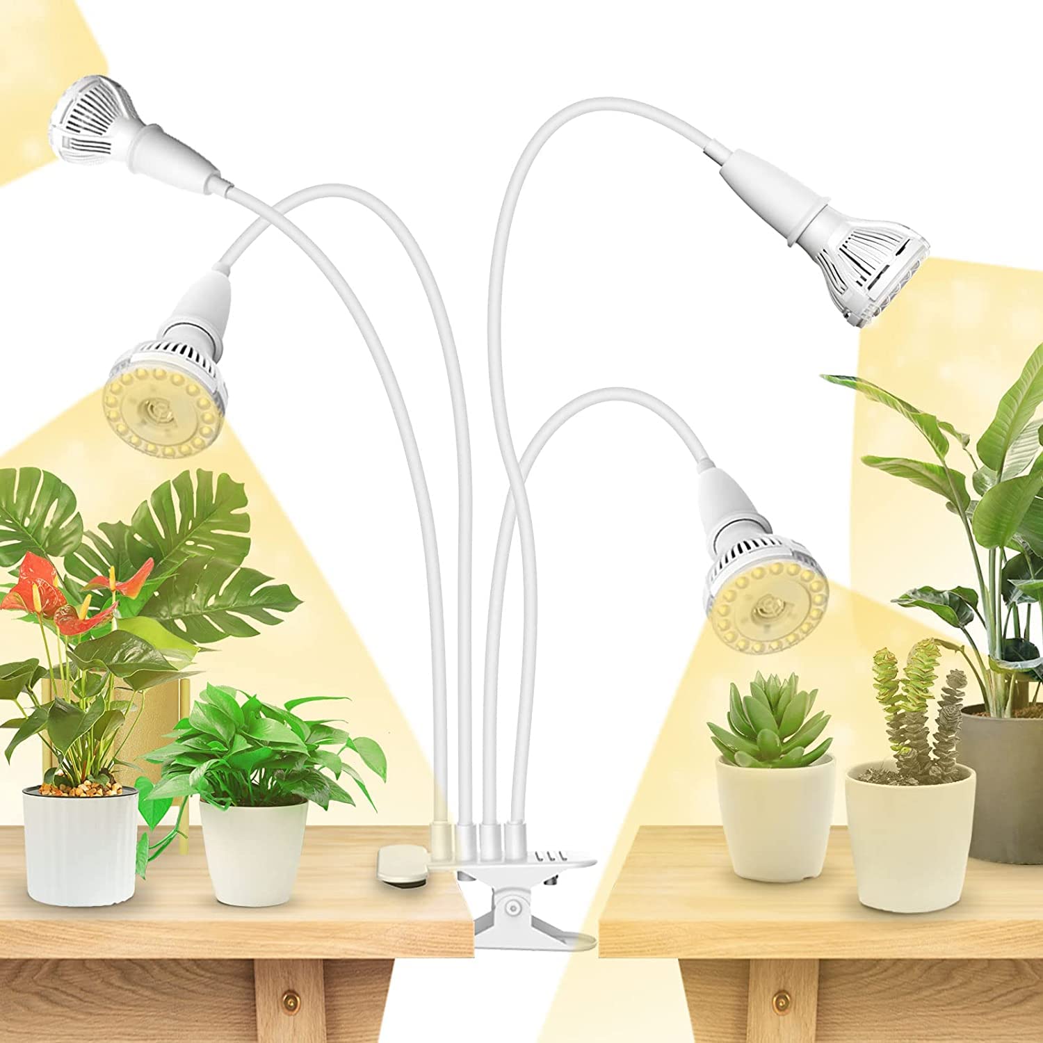 SANSI LED Grow Light, 600W Full Spectrum, Clip-on Gooseneck, Ceramic, 40W Power, White, Model C21GL-GE26-40W
