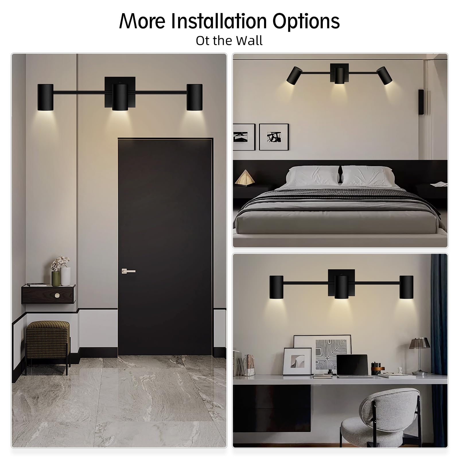 BoostArea 3 Way Track Lighting Kit, LED Ceiling Fixtures, Metal, Black, Model C0531