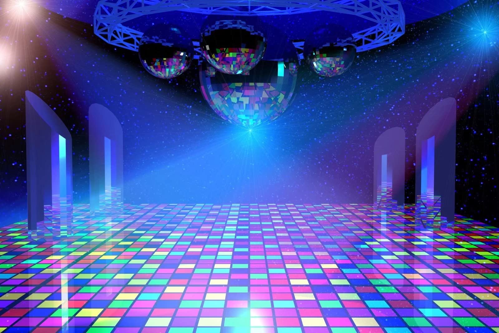 Beleco Disco Party Backdrop 5X3Ft Fabric Vintage 70S 80S 90S Disco Ball Stage Backdrop Night Club Neon Music Birthday Backdrop D
