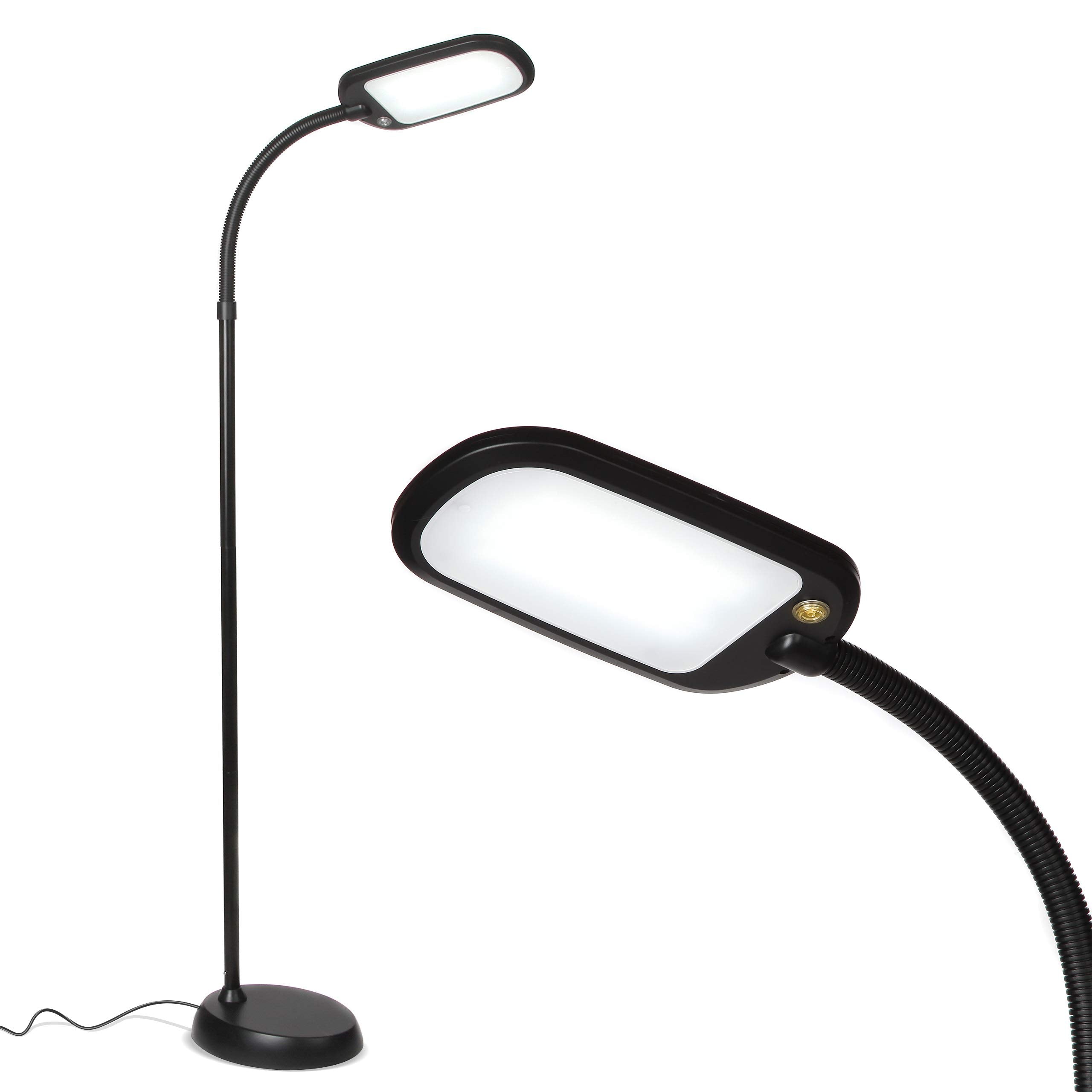 Brightech Litespan Slim LED Floor Lamp, Adjustable Gooseneck, Dimmable, Jet Black, Model LTSPAN-CLRS-BK
