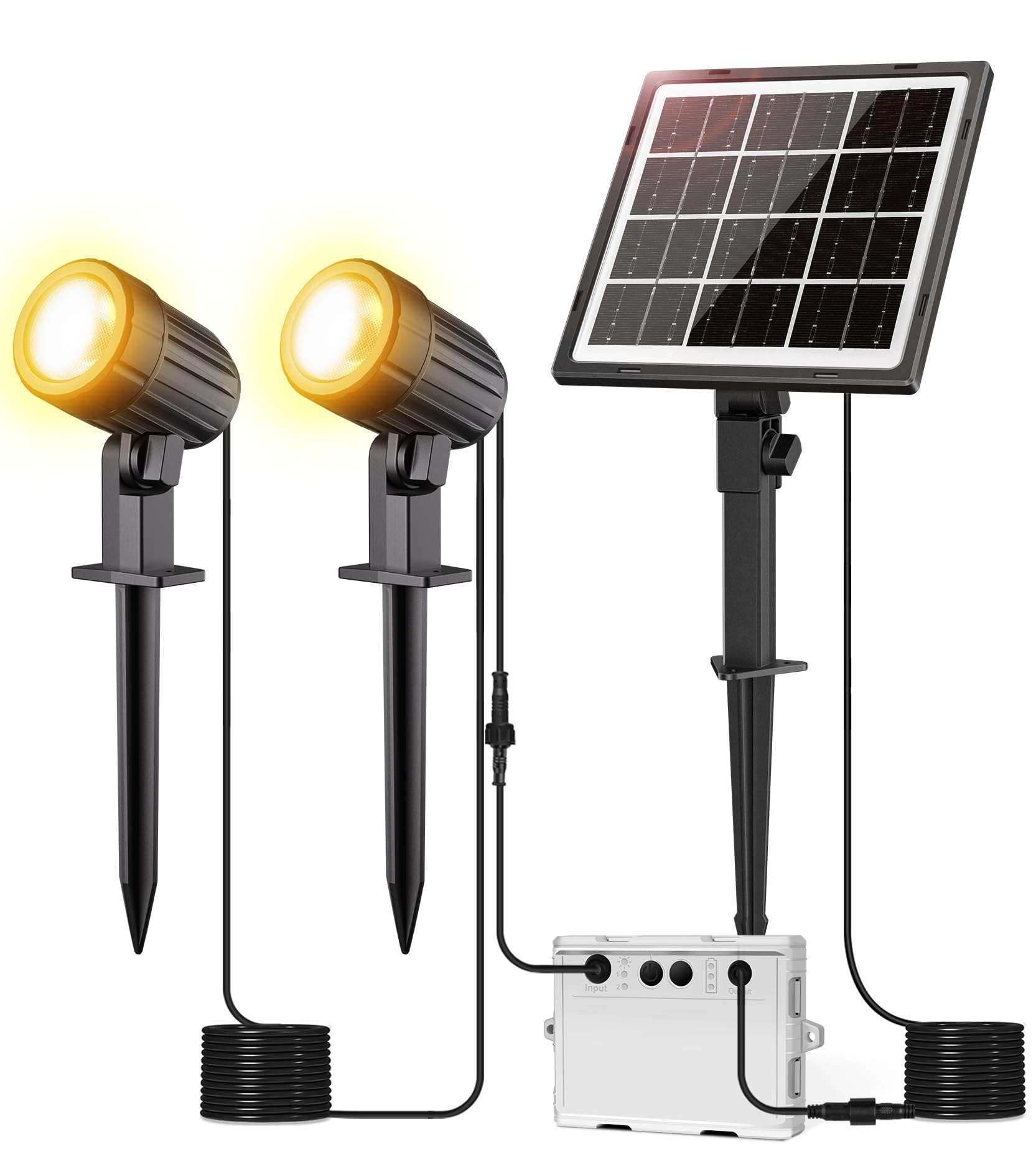 CRODIAL Solar Spotlights Low Voltage Landscape Lights with 3 Brightness and 3 Lighting Modes IP66 Waterproof 9.8ft Cable Auto On