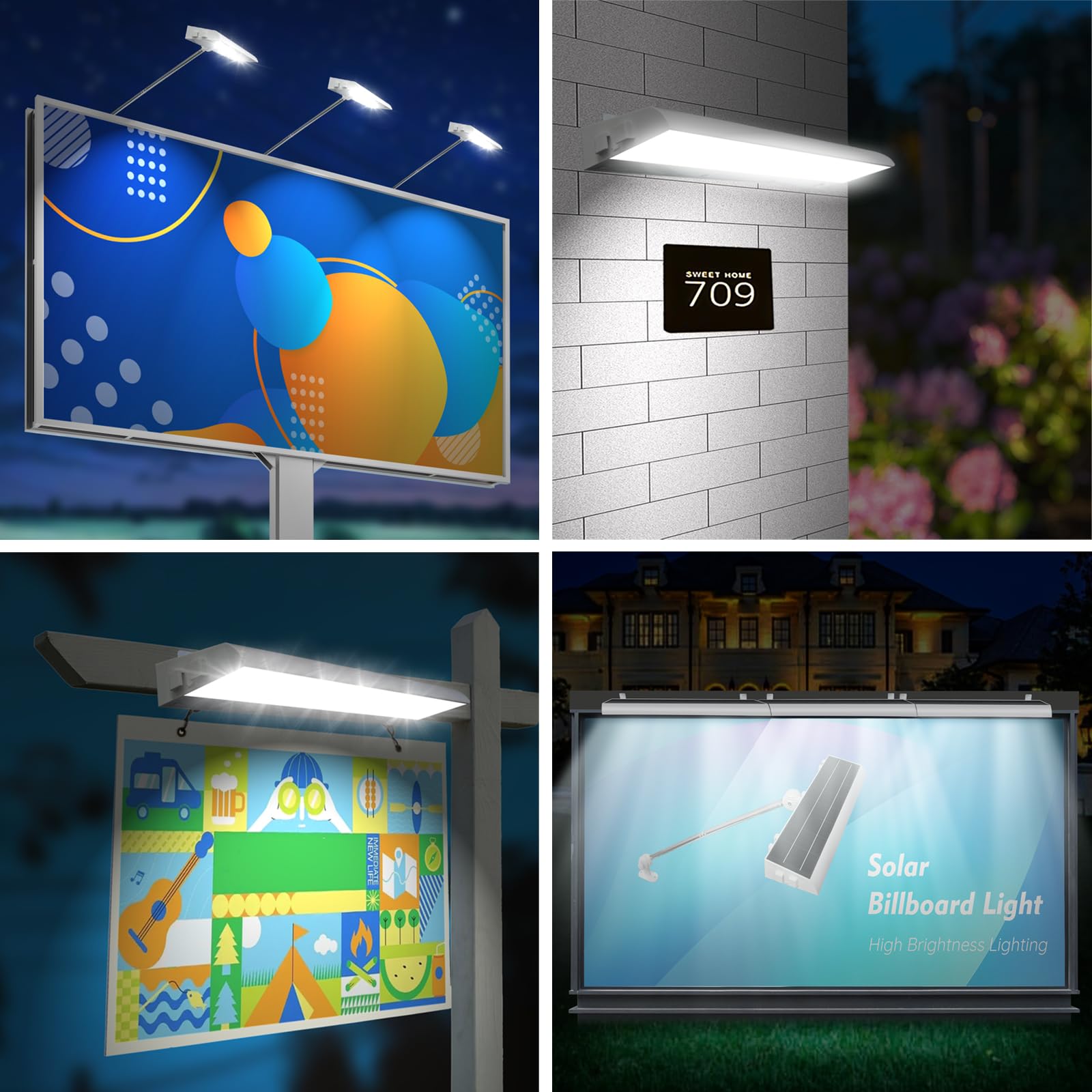Solar Sign Lights Outdoor, 232 led 1200 Lumen Solar Sign Light, 8000 mAh Billboard Lighting for Bussiness, Real Estate, Shop, Bu