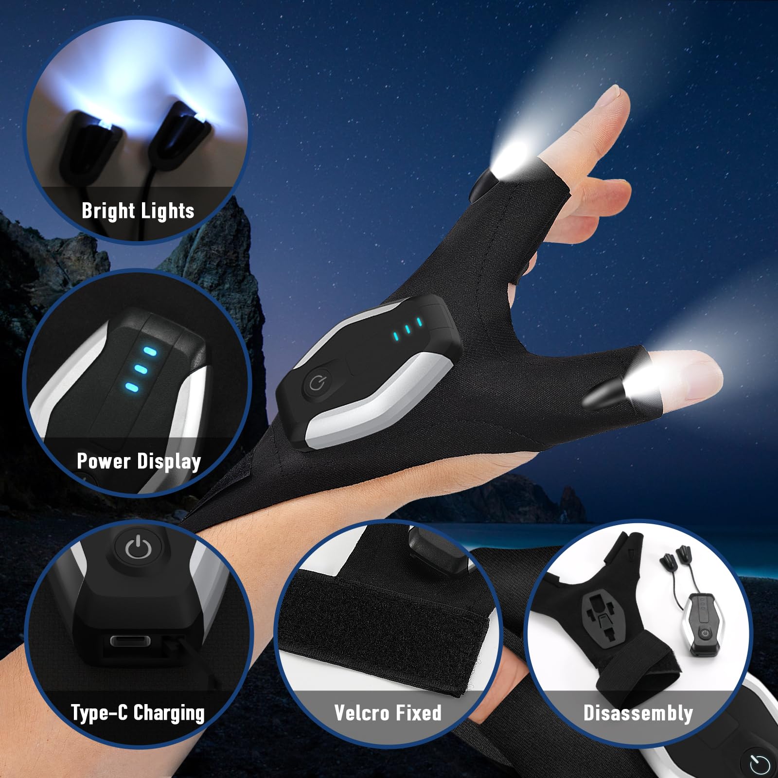 BIIB Stocking Stuffers for Adults Men, Rechargeable Flashlight Gloves Gifts for Men, White Elephant Gifts for Adults, Mens Gifts
