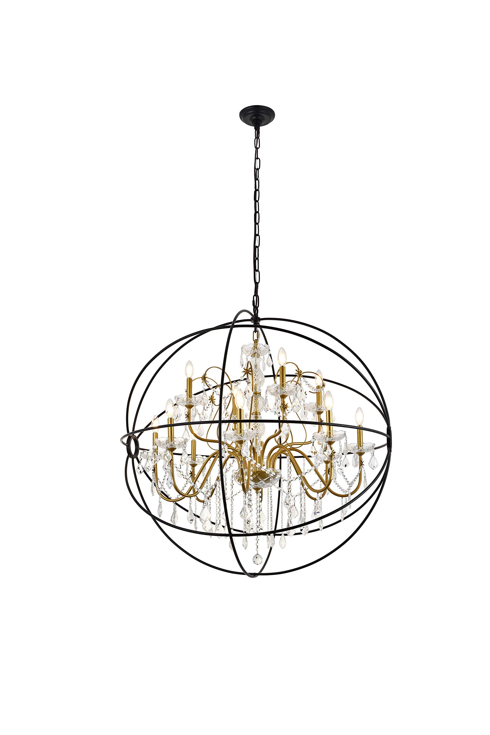 Living District Cordelia 12-Light Transitional Metal Pendant In Black And Gold