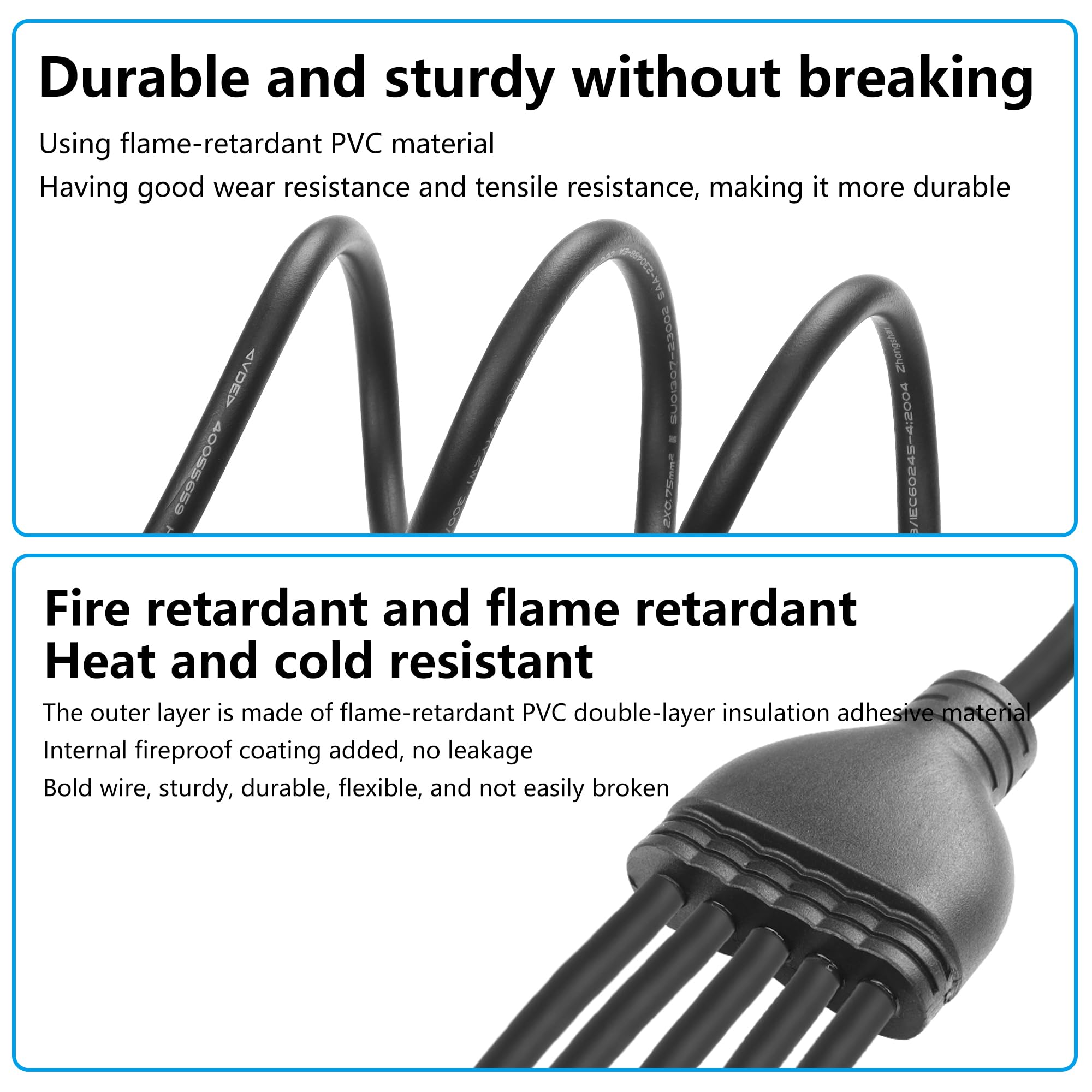 Sinloon 2 Wire 1 To 5 Splitter Pigtail Cable Outdoor Led Connector Splitter 17Awg Pre-Tinned Pigtail Extension Cable For Indoor/