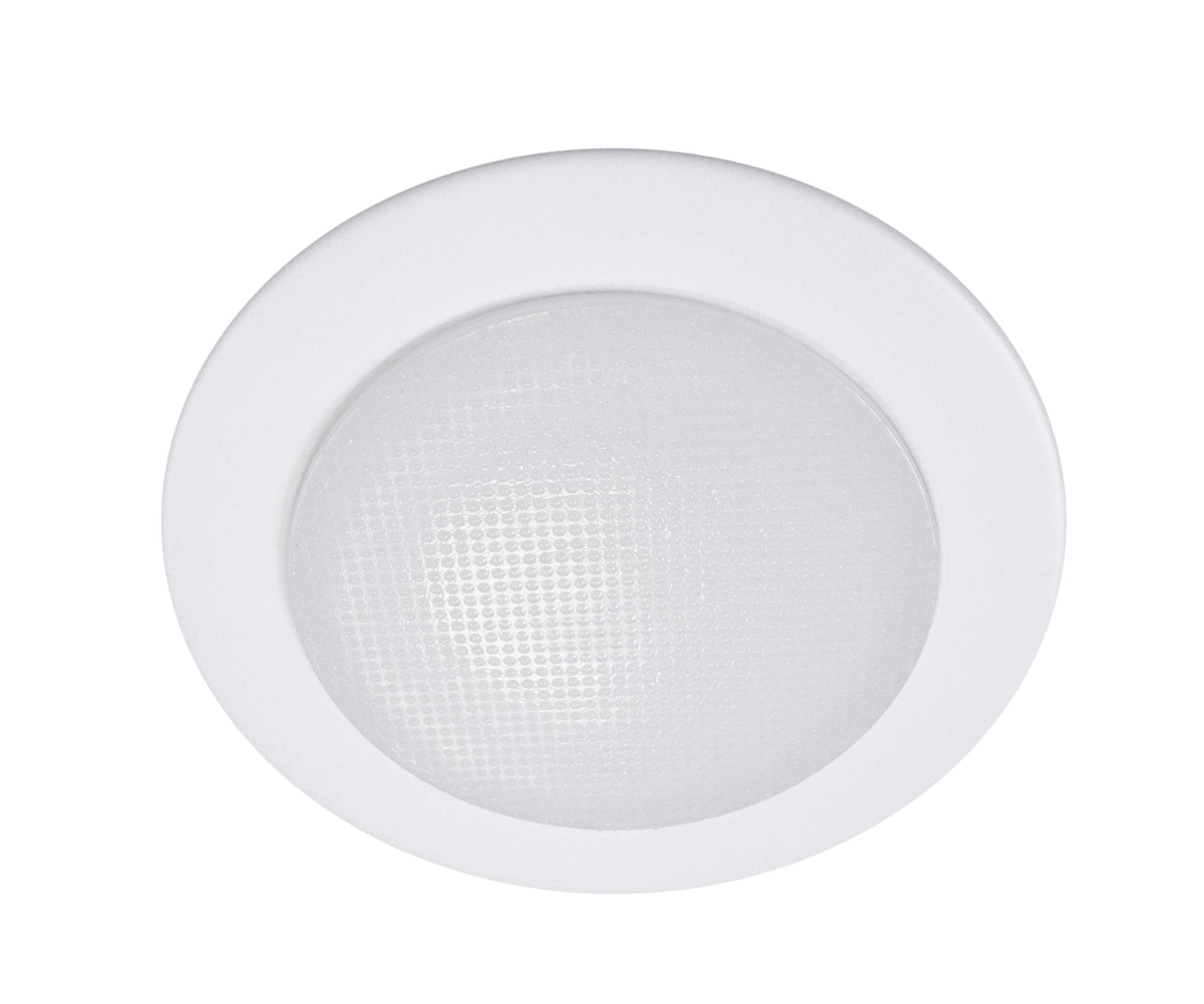 NICOR Lighting 19509WH 4 Recessed Shower Trim, White with Albalite Glass Lens - Ideal for Bathrooms and Wet Areas