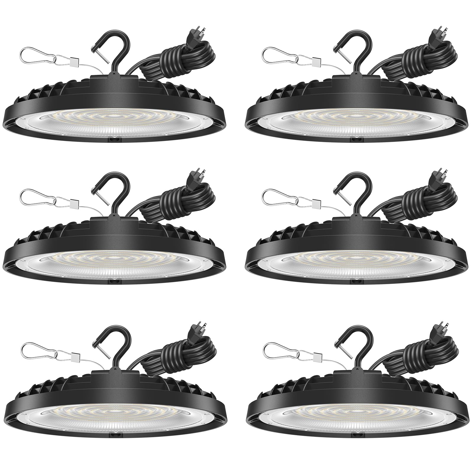Flakeeper 200W UFO LED High Bay Light, 28,000LM LED Shop Lights Fixture, 5000K, 120VAC, Plug & Play Lighting for Warehouses, Wor