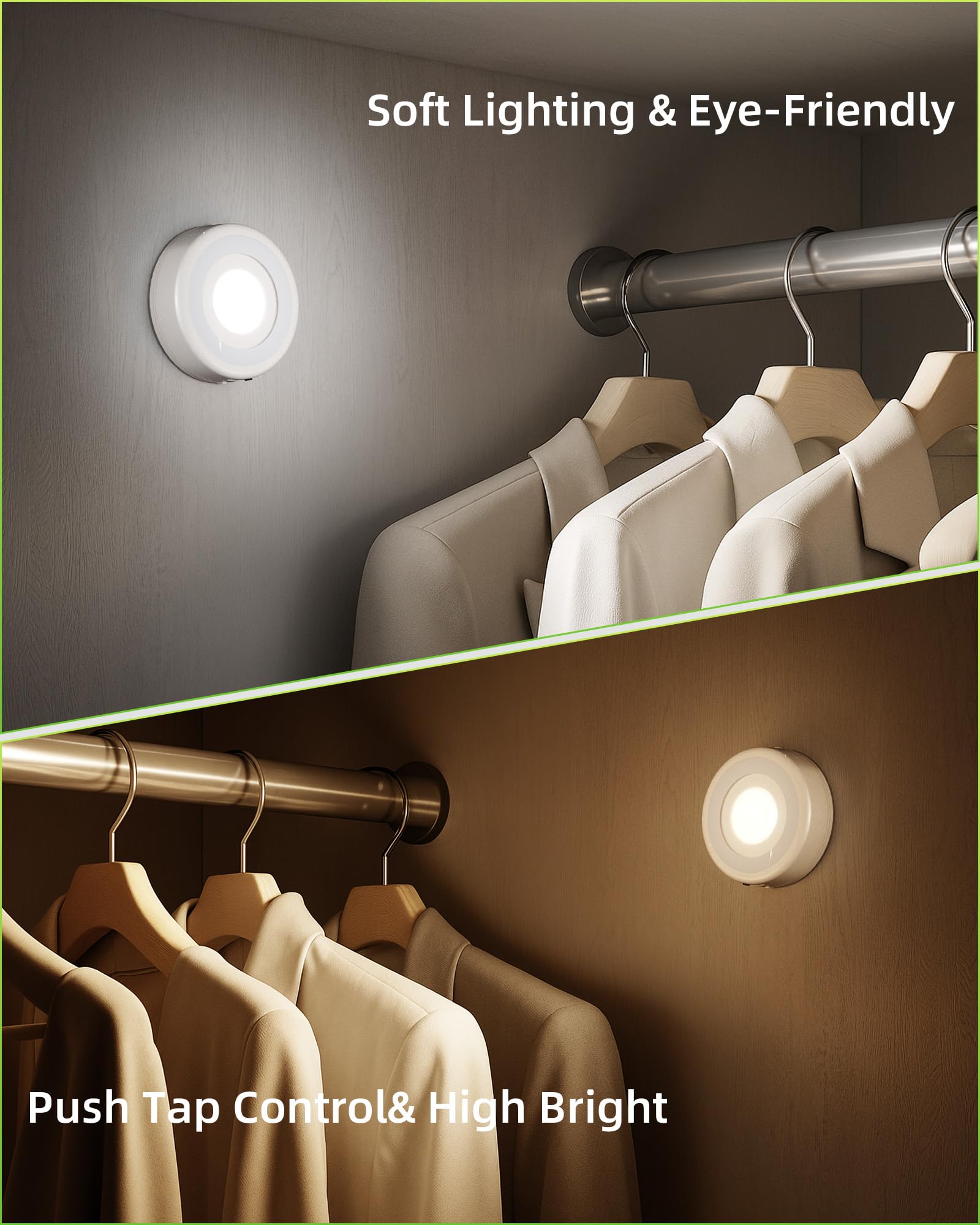 Ezvalo Led Puck Lights  6 Pack Rechargeable 3 Color & 16 Rgb Battery Touch Light  2.5   Mini Tap Lights  Wireless Closet Light  Under Cabinet Lighting  Sitck On Lights For Kitchen Pantry Shelves