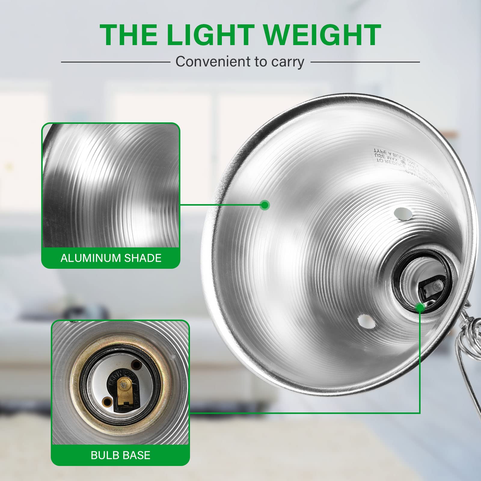 Simple Deluxe 60 Watt Clamp Lamp Light With 5.5 Inch Aluminum Reflector (No Bulb Included), 1-Pack, Silver And Black