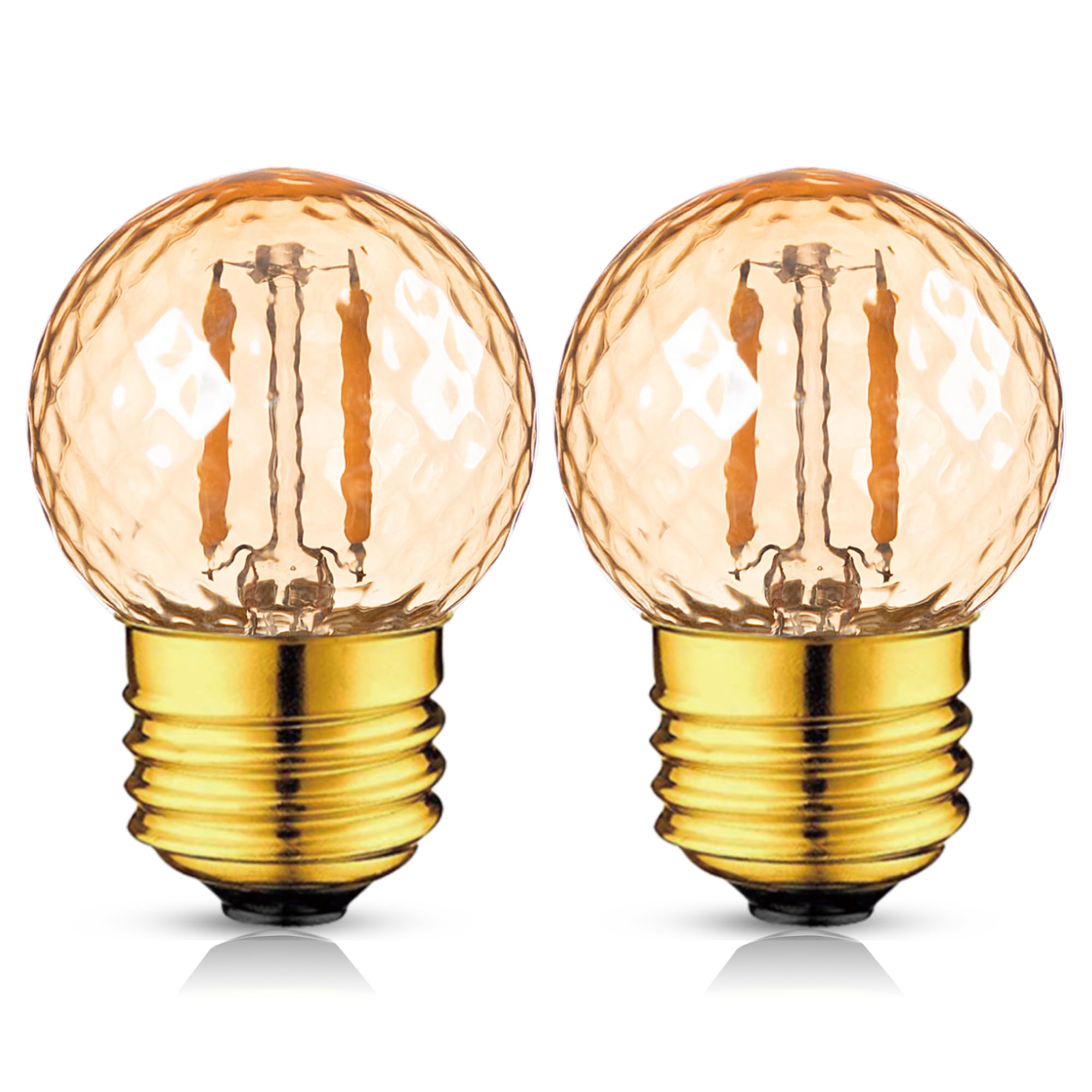 Grensk G40 LED Light Bulb, 1W Equivalent to 10W, Ultra Warm White 2200K, Glass, 2 Count (Pack of 1), G40gs-