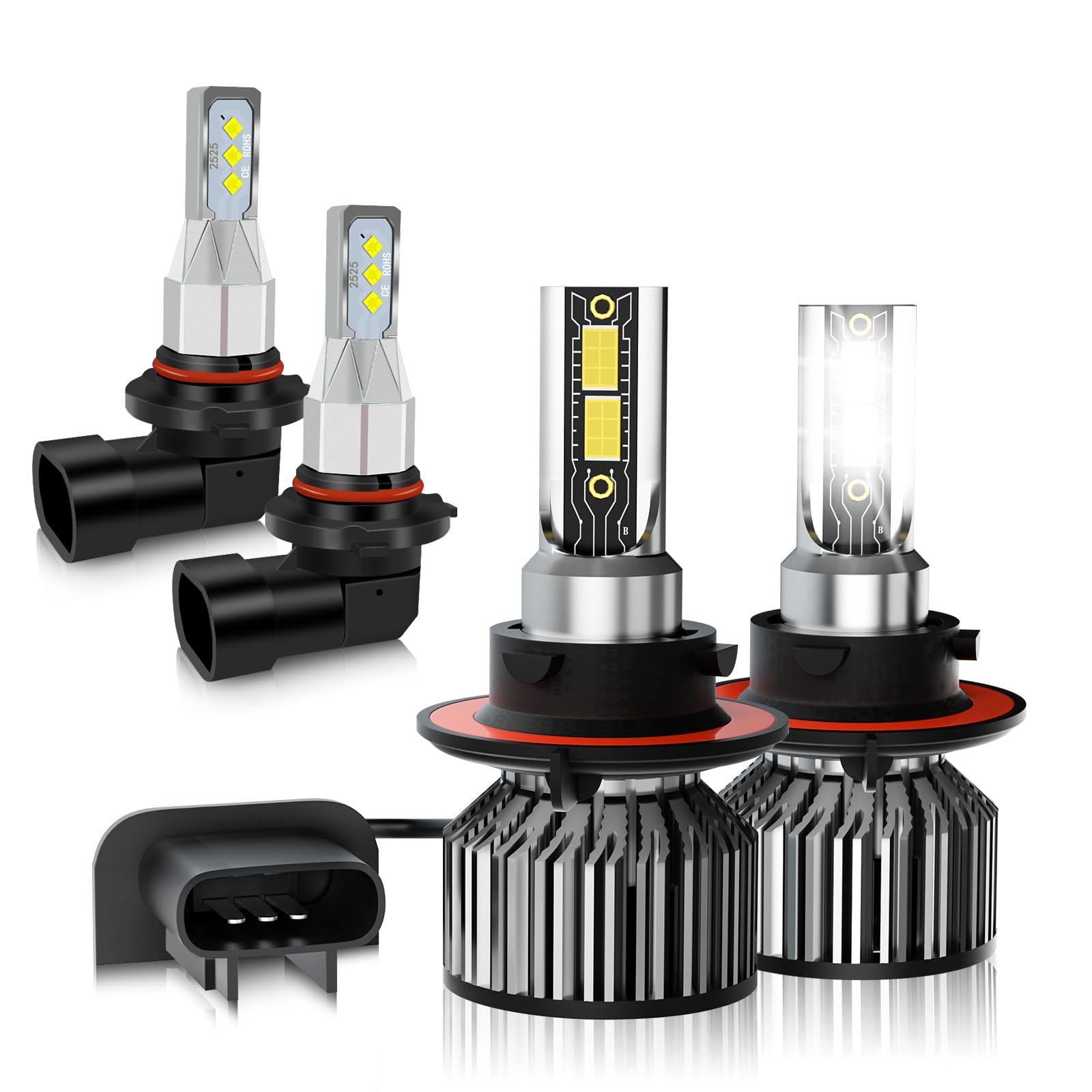 TXBILMOO 9008 & 9145 Fog Light Bulbs, 24000LM Super Bright, Plug and Play, For Ford F150 F250 F350 (2004-201