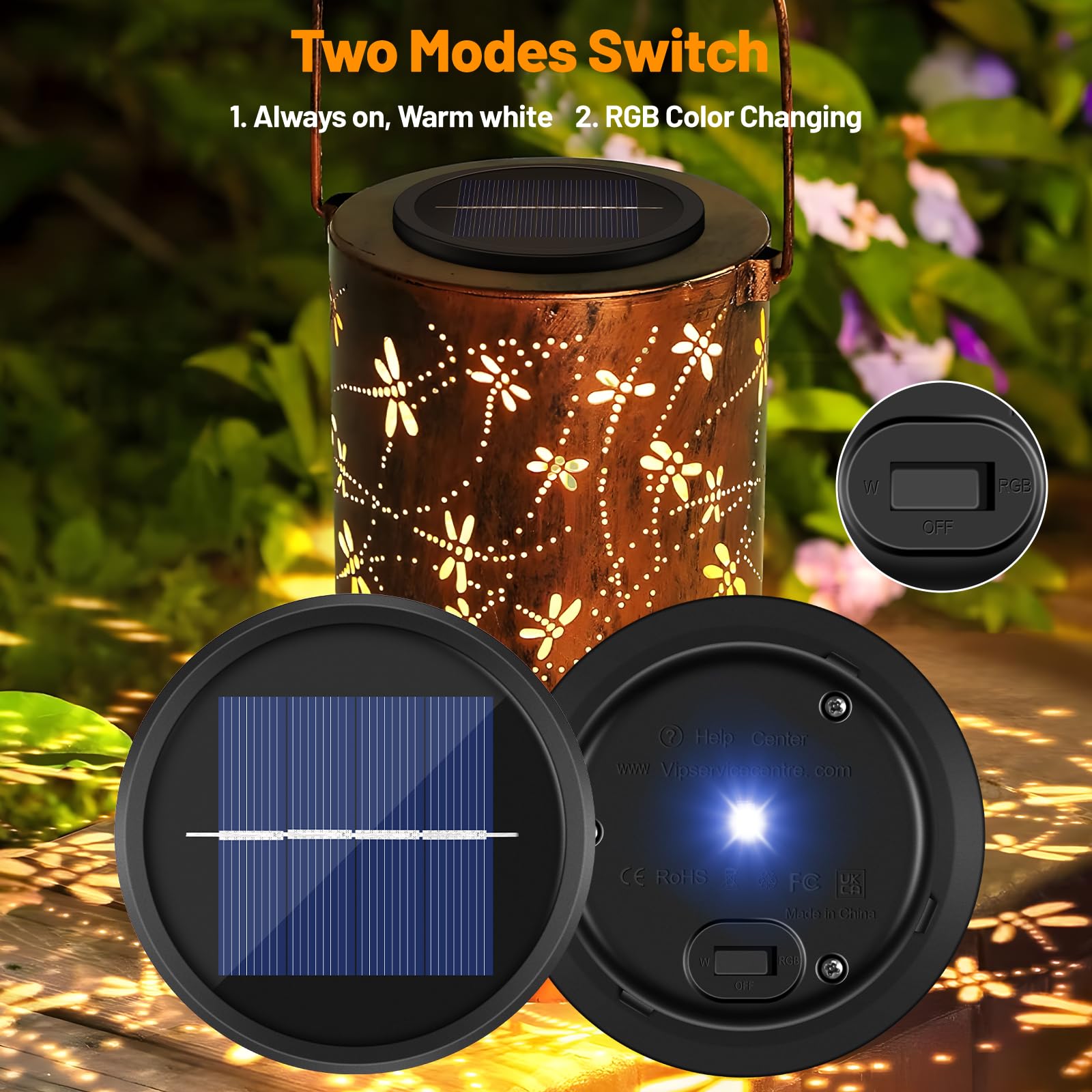 Helesin Replacement Solar Light Parts 2 Mode 2 Pack Warmwhite And Rgb Color-Changing,Solar Lights Replacement Top, Inserts For L