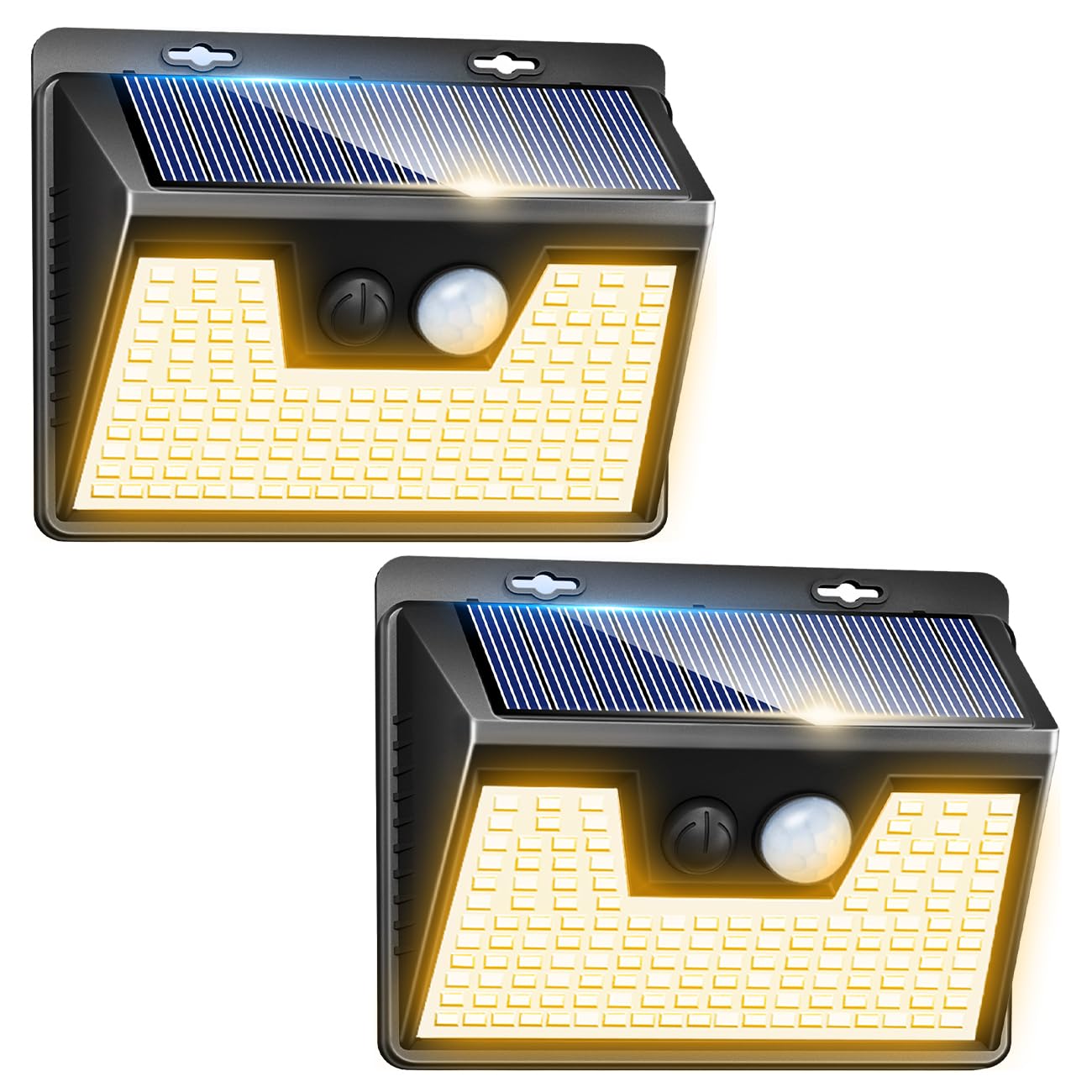 Peasur LED Solar Lights Outdoor Motion Sensor, 2 Packs Waterproof Solar Power Fence Security Lighting, 3 Mode Yard Deck Lamp for