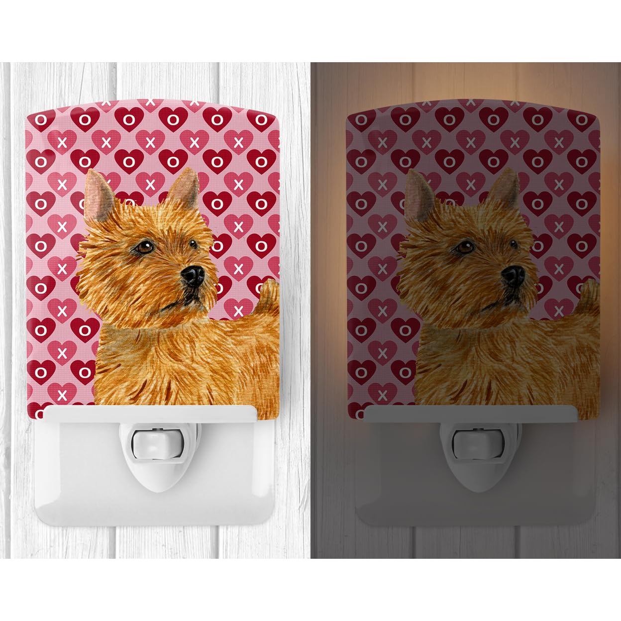Carolines Treasures Ceramic Night Light, Norwich Terrier Hearts, UL-Certified, 6x4x3in, Multicolor, Model SS4499CNL