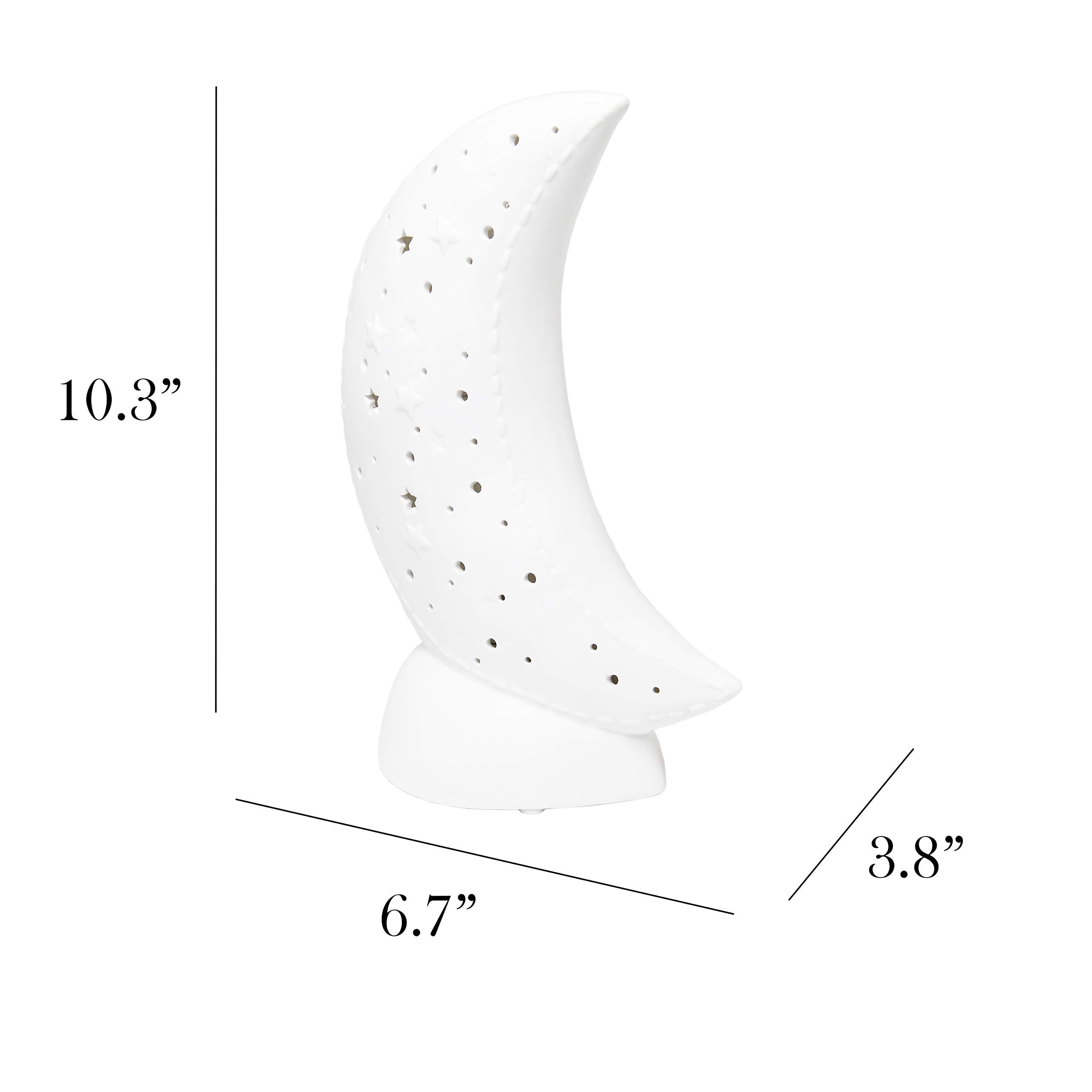 Simple Designs LT3338-WHT Porcelain Crescent Moon Night Light Lamp, White, Pack of 1