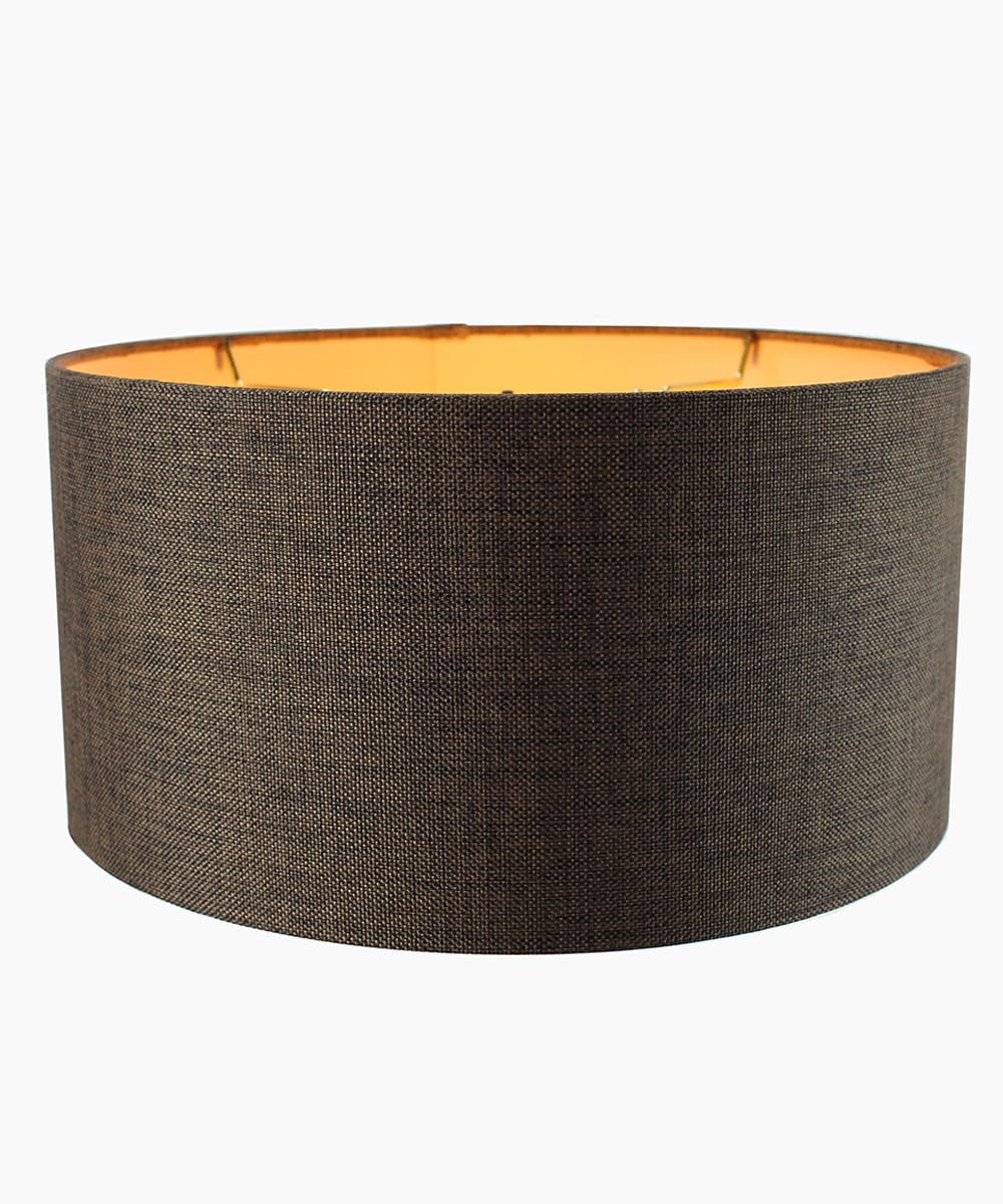 18X18X10 Chocolate Burlap Shallow Drum Lampshade With Brass Spider Fitter By Home Concept - Perfect For Table And Floor Lamps -