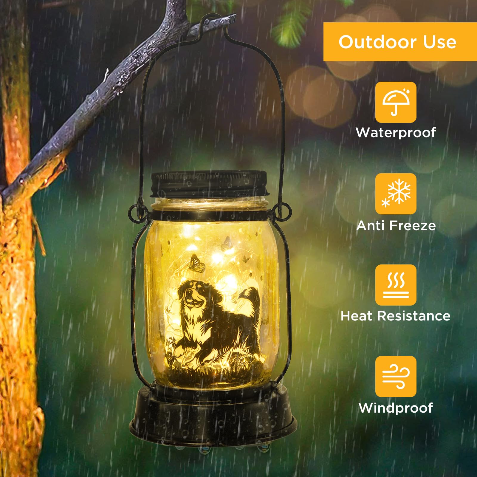 Bernese Mountain Dog Gifts For Women/Men Bernese Mountain Solar Lanterns Birthday Dog Lovers Lantern Pet Loss Dog Memorial Light