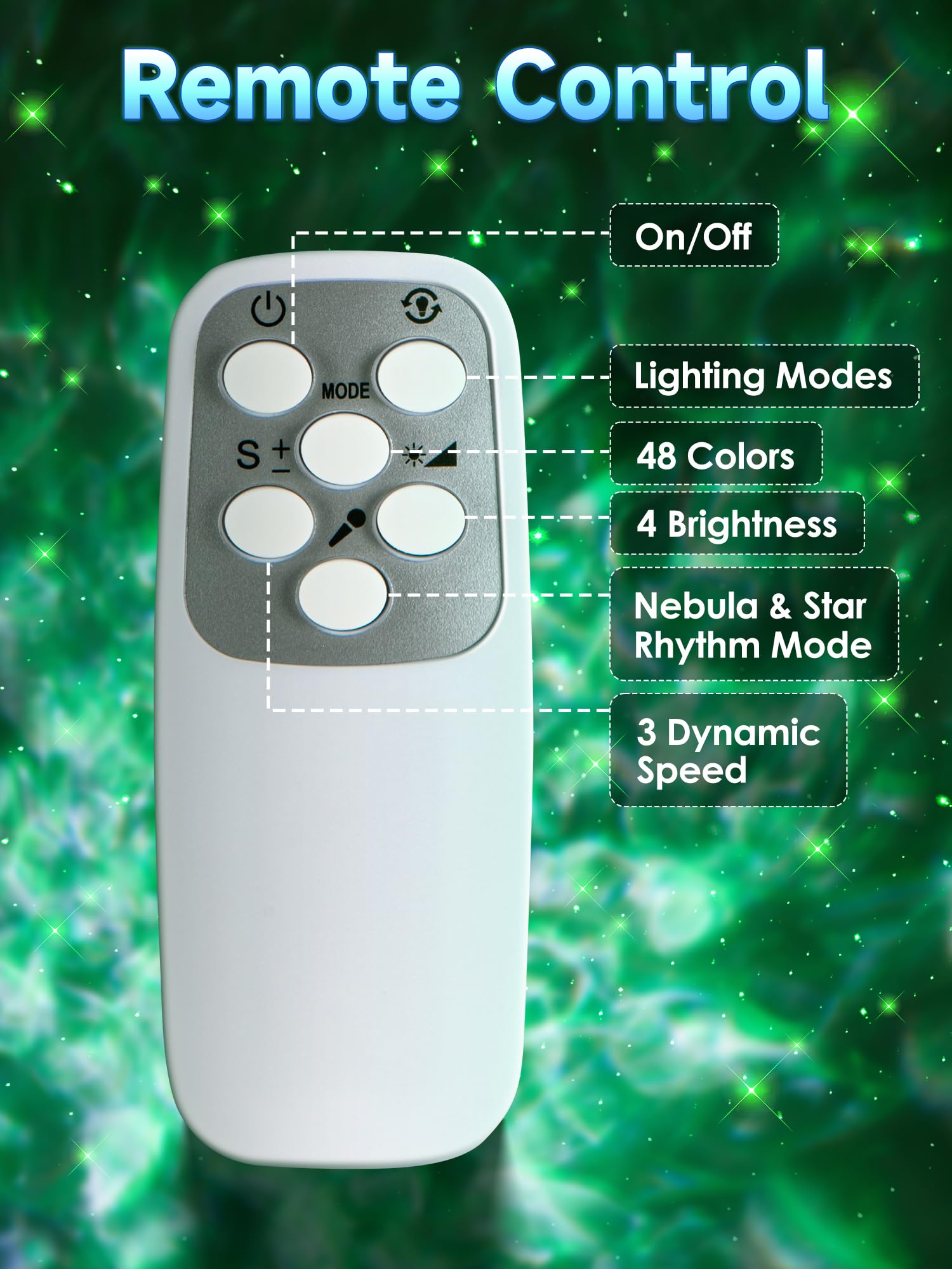One Fire Galaxy Light Projector - 42 Colors, Dimmable, Remote Control, Model BL-XK04, Cream, Perfect for Kids and Adults