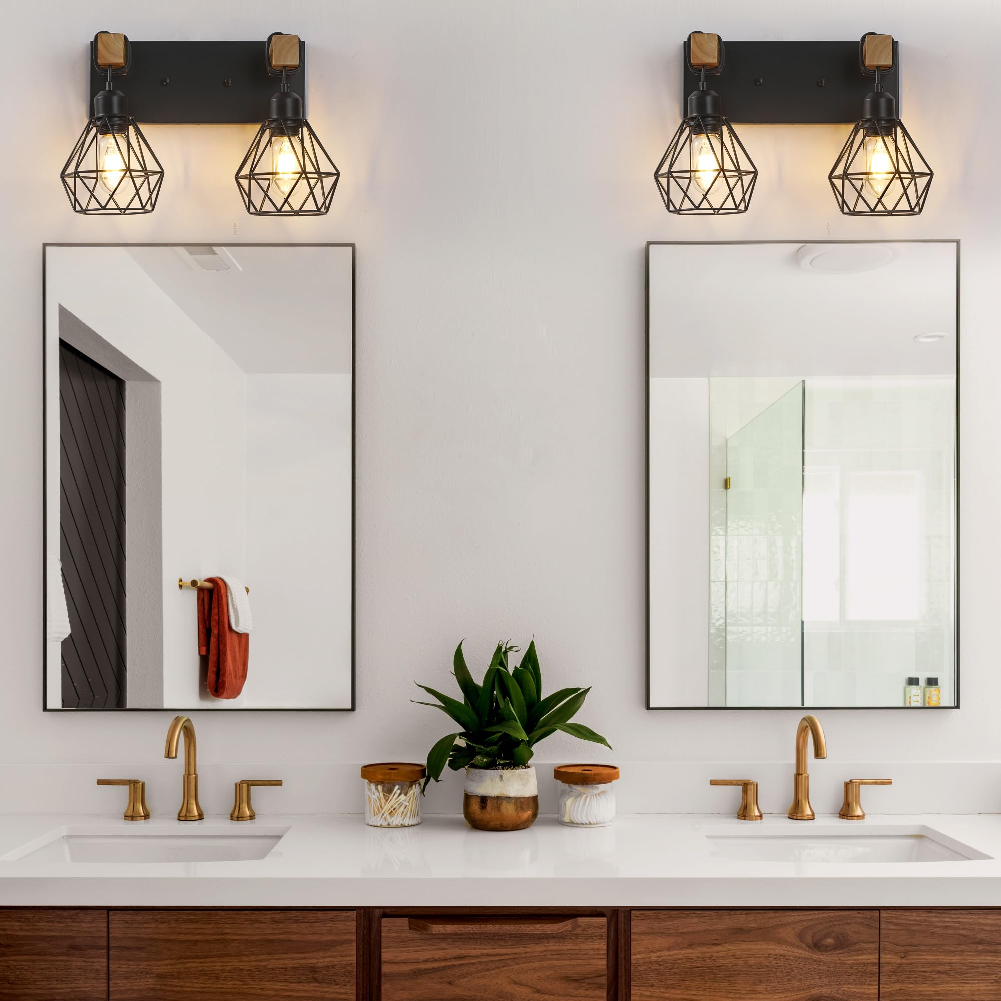 maesta Farmhouse Bathroom Vanity Light, 3-Light Metal Sconces, Black, Model A021-2