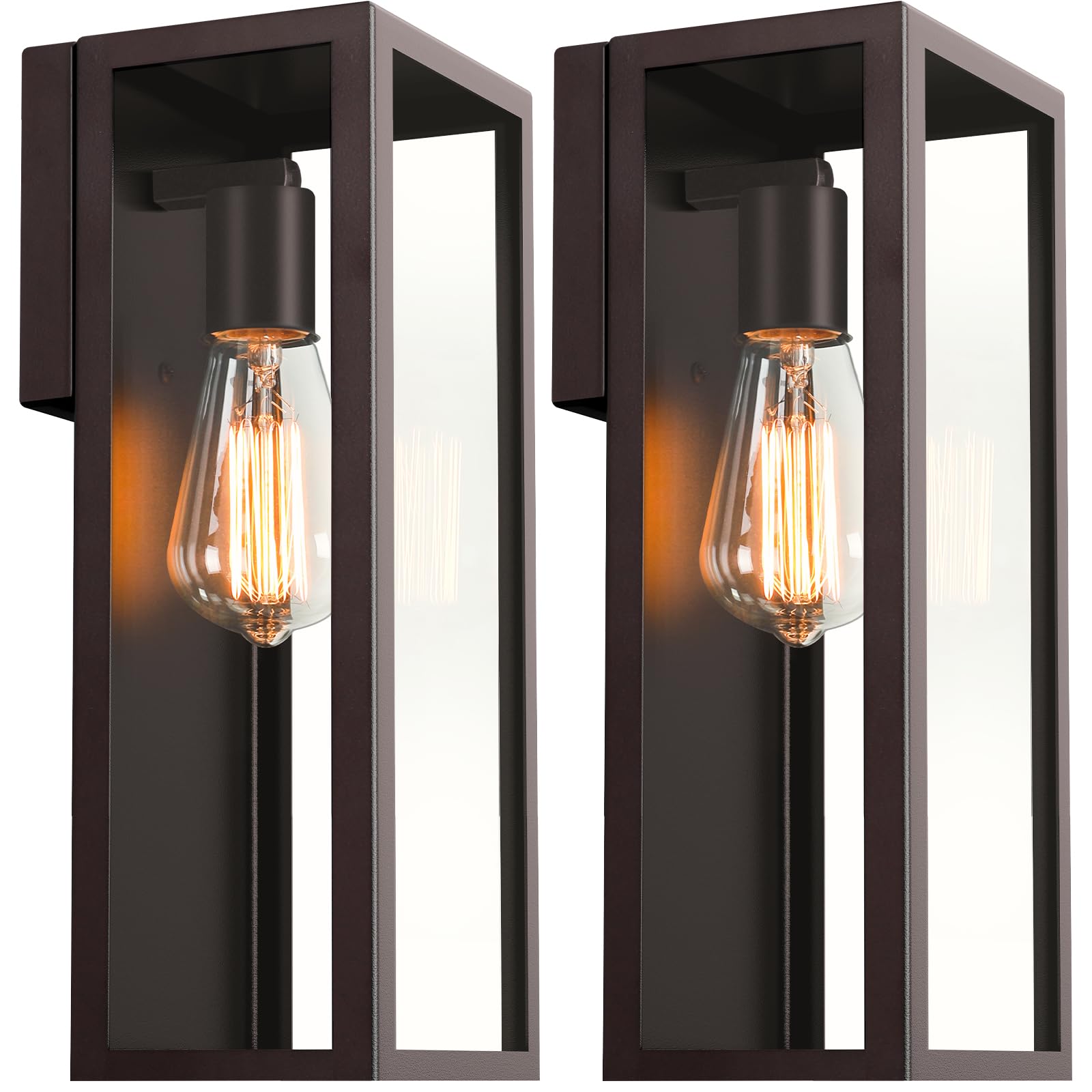Outdoor Wall Light Fixtures, Exterior Waterproof Sconce Wall Lighting, Brown Porch Lights Wall Mount with Clear Glass Shade, Ant