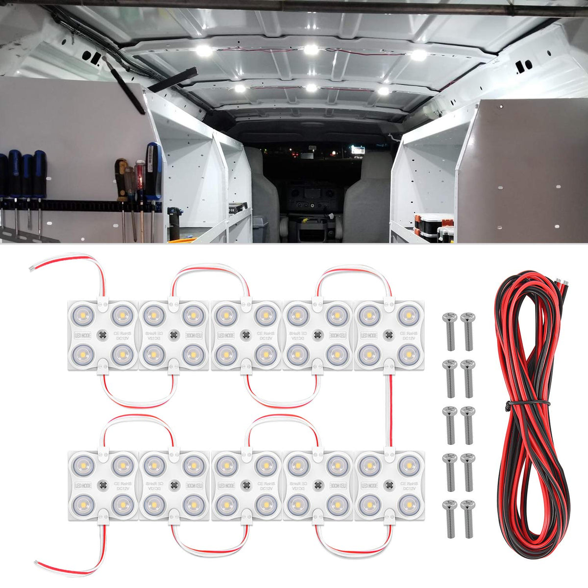 Nilight 40Leds Van Interior Light Kits 12V White Led Ceiling Lighting Kit For Truck Rv Boats Caravans Trailers Lorries Ducato Tr