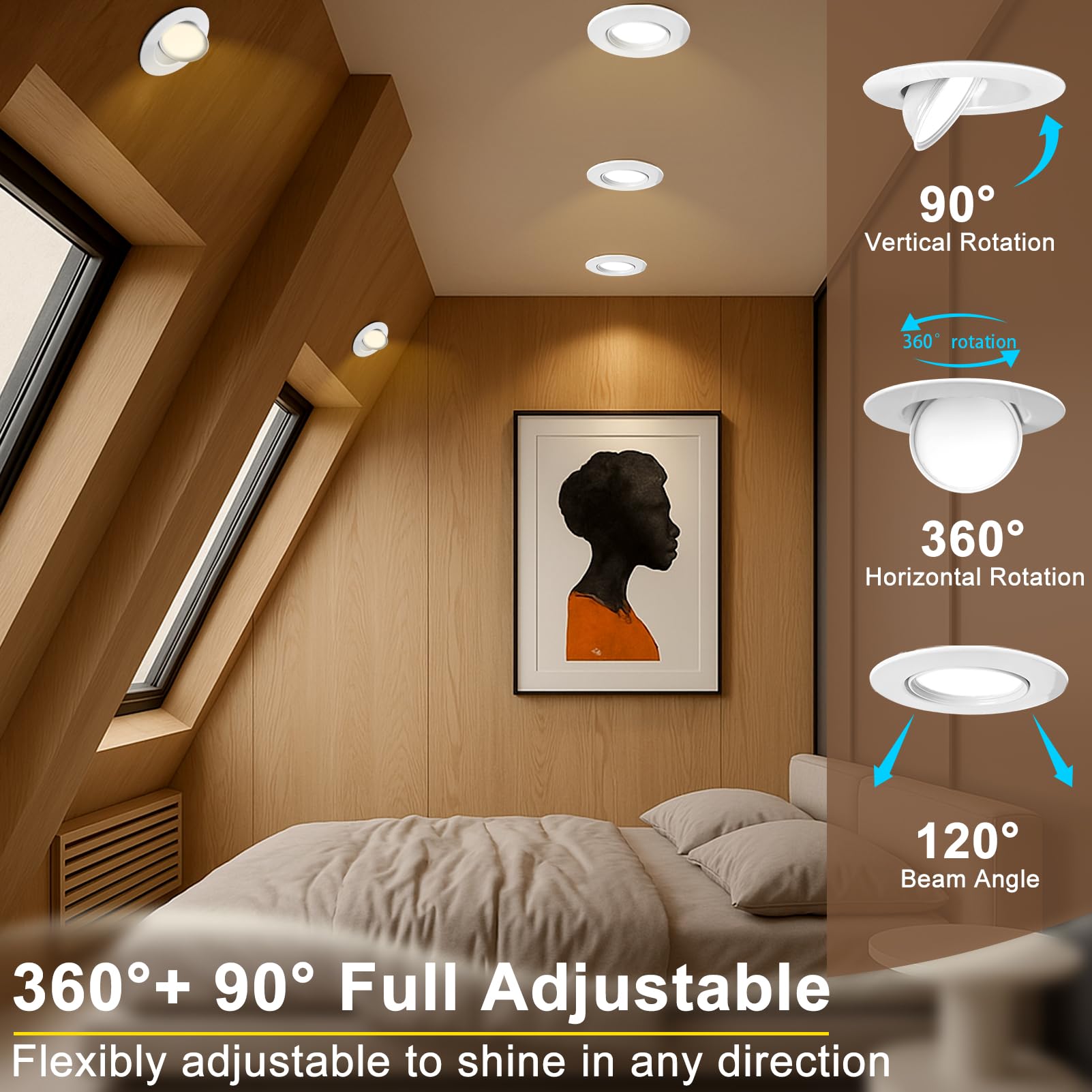 Lightdot 24 Pack 6 Inch Led Gimbal Recessed Lighting  360+90 Adjustable  3Cct Selectable & Dimmable (5%-100%)  1300Lm Ultra Bright Canless Light  Etl/Fcc Certified For Living Room/Kitchen-White