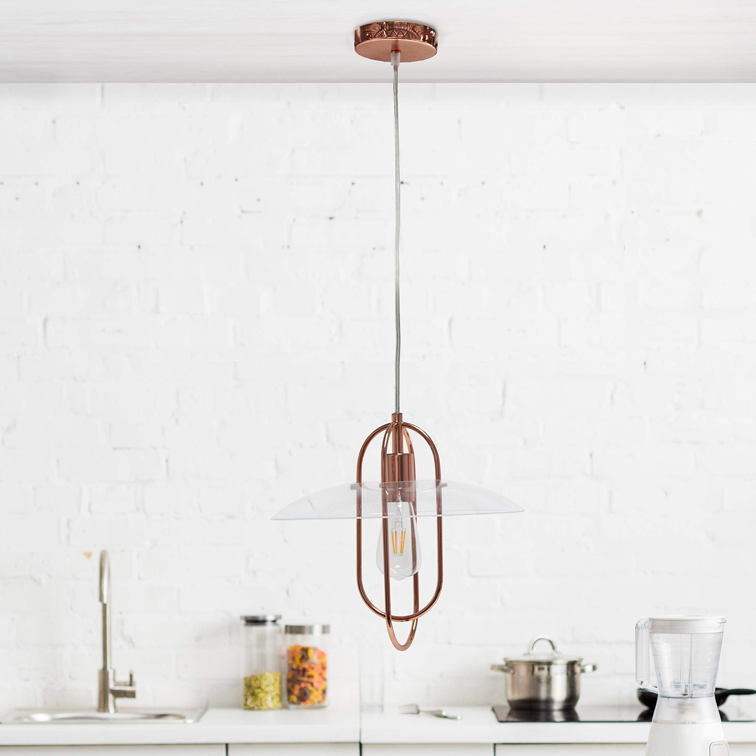 Simple Designs PT1008-RGD Modern Pendant Light, Iron, Rose Gold