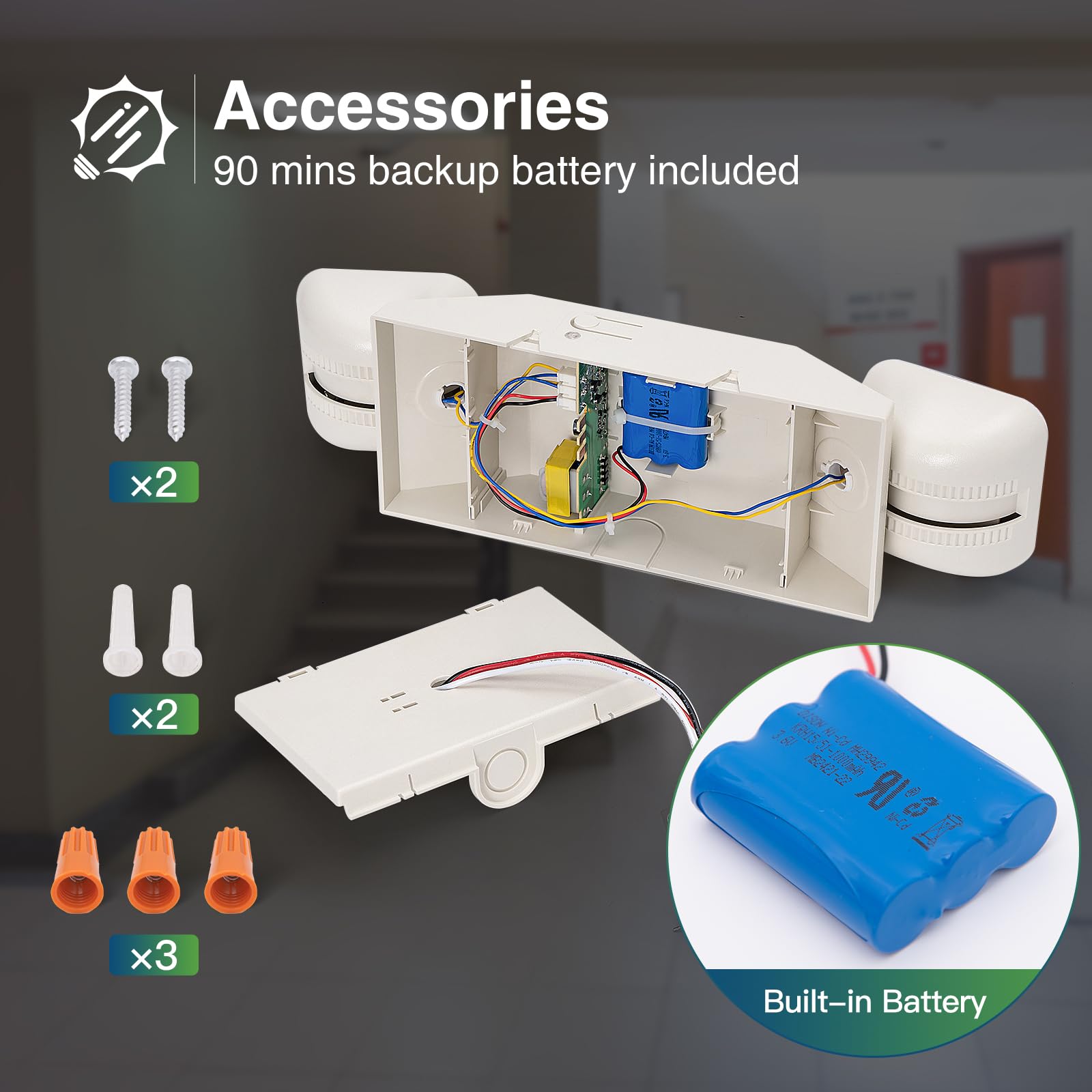 Freelicht 12 Pack Led Emergency Lights For Business, With Battery Backup, Two Head Adjustable Led Emergency Square Lighting, Ul 924 Certified,Ac 120-277V