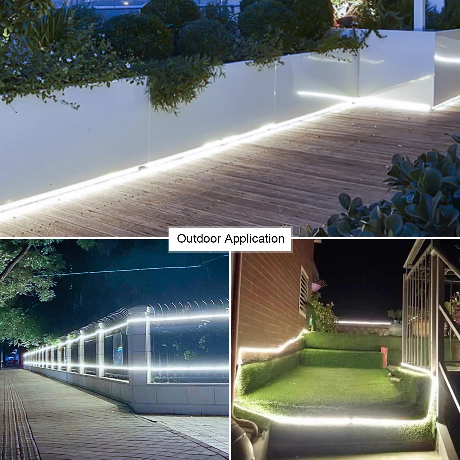 Chnmalitai Outdoor Led Strip Lights Ac110V 65.6Ft/20M Led Light Strip White Ip65 Waterproof 6500K Flexible Led Rope Lights For Patio Backyard Garden Kitchen Lighting(65.6Ft  White)
