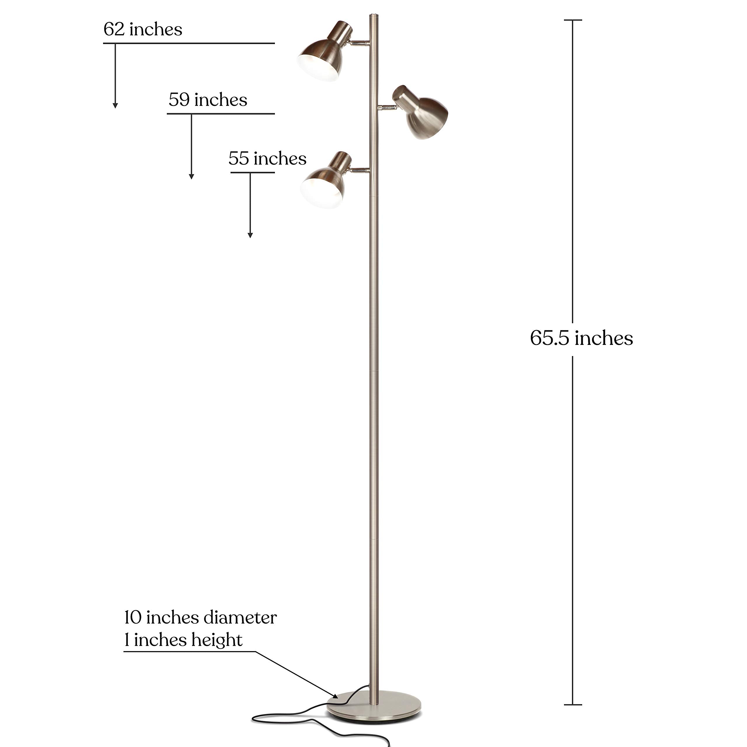 Brightech Ethan Floor Lamp, Dimmable LED Standing Lamp, Nickel, Modern Design, Model FL-ETHAN-NKL
