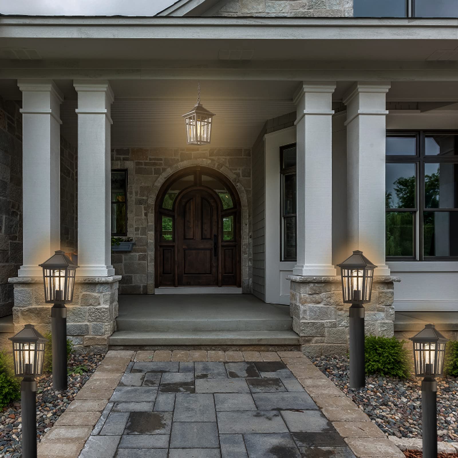 Darkaway Waterproof Aluminum Outdoor Post Lights, 2 Pack Black Garden & Patio Fixture