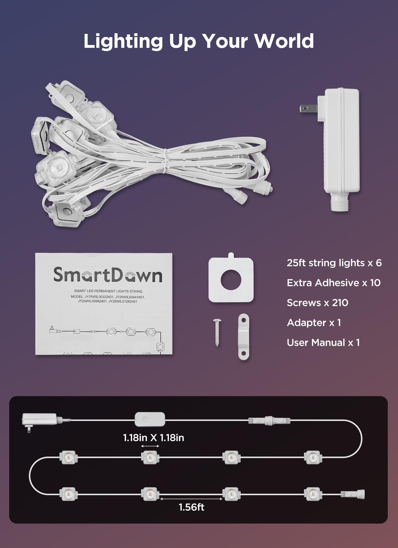 Smartdawn Permanent Outdoor Lights  150Ft With 96 Smart Rgbic Led Lights  Diy Scene Mode  Ip68 Waterproof Christmas Lights For Daily And Accent Lighting  Outdoor Decor  House Roof  Holiday Decorations
