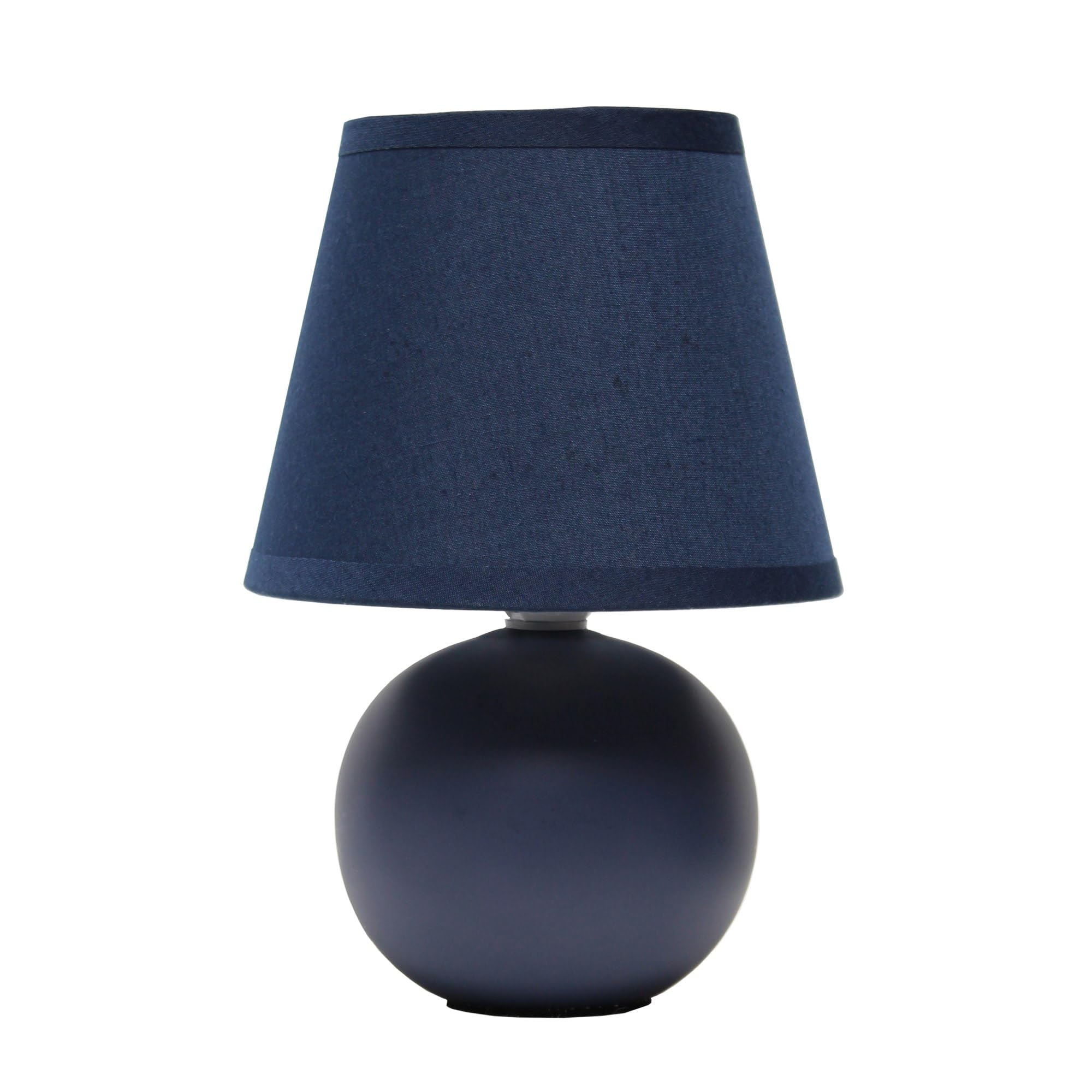 Simple Designs Lt2008-Blu Mini Ceramic Globe Table Lamp With Matching Fabric Shade, Blue