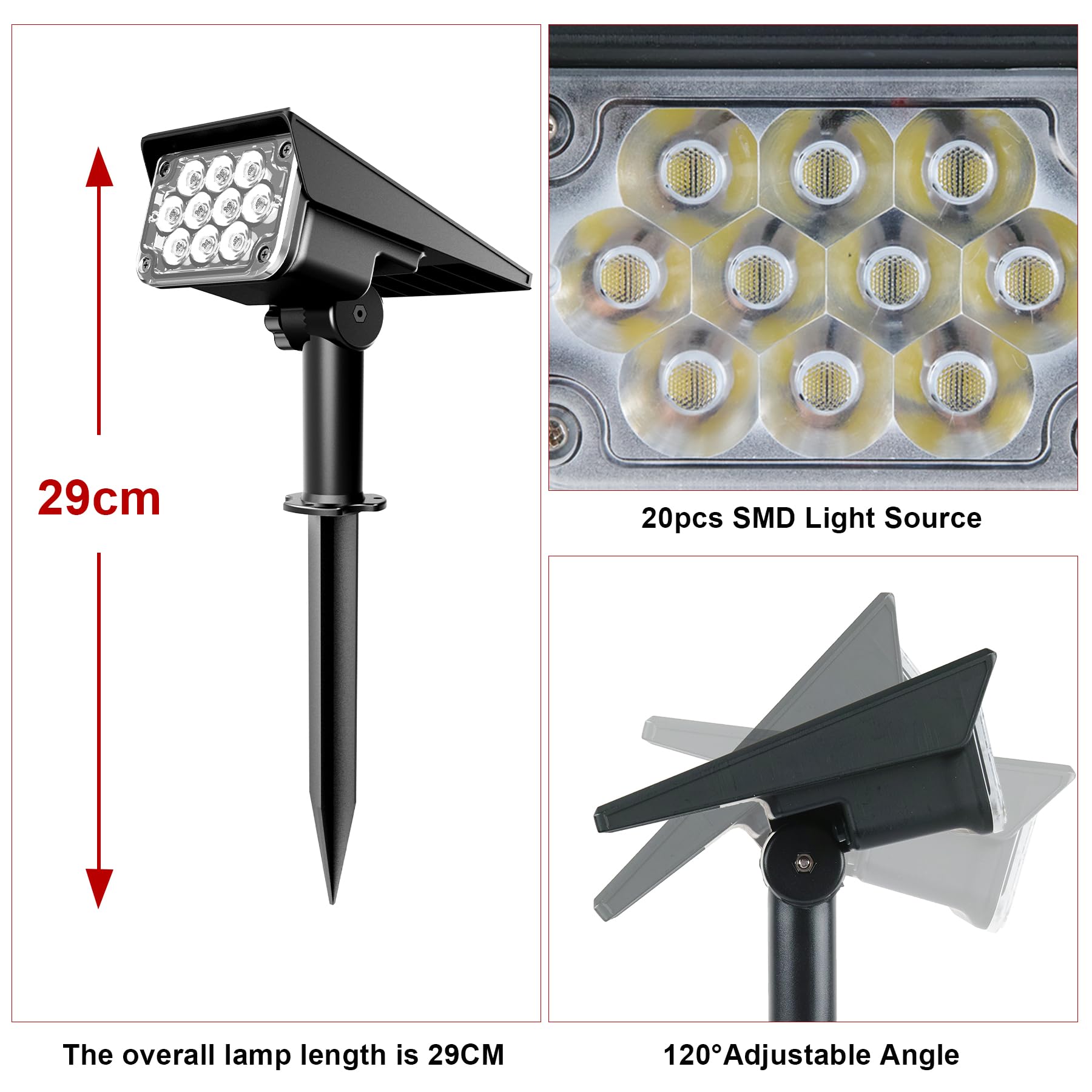 CREPOW Solar Spot Lights, 20 LEDs, IP65 Waterproof, Blue, 4 Pack, Model TS-G2202
