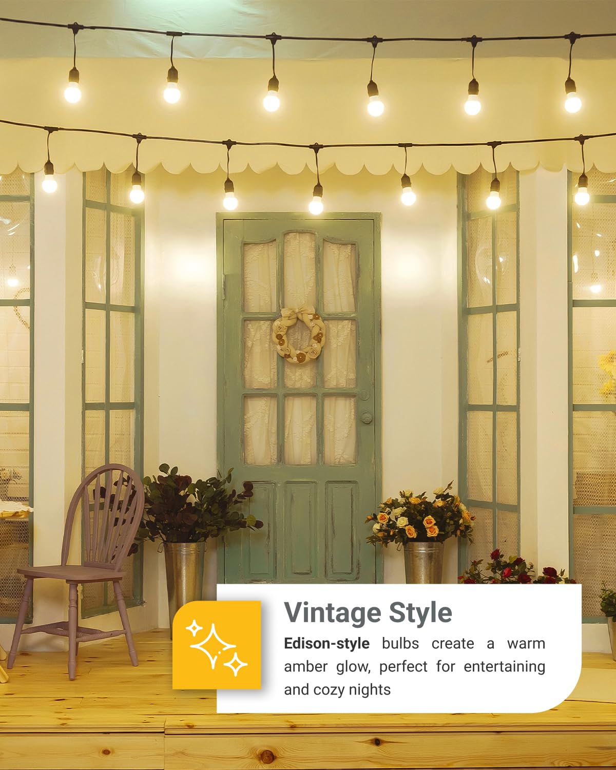 Sunco 60 Pack Led S14 Non-Dimmable Shatterproof & Waterproof Outdoor Vintage Backyard Patio Bright String Light Accessories Bulb