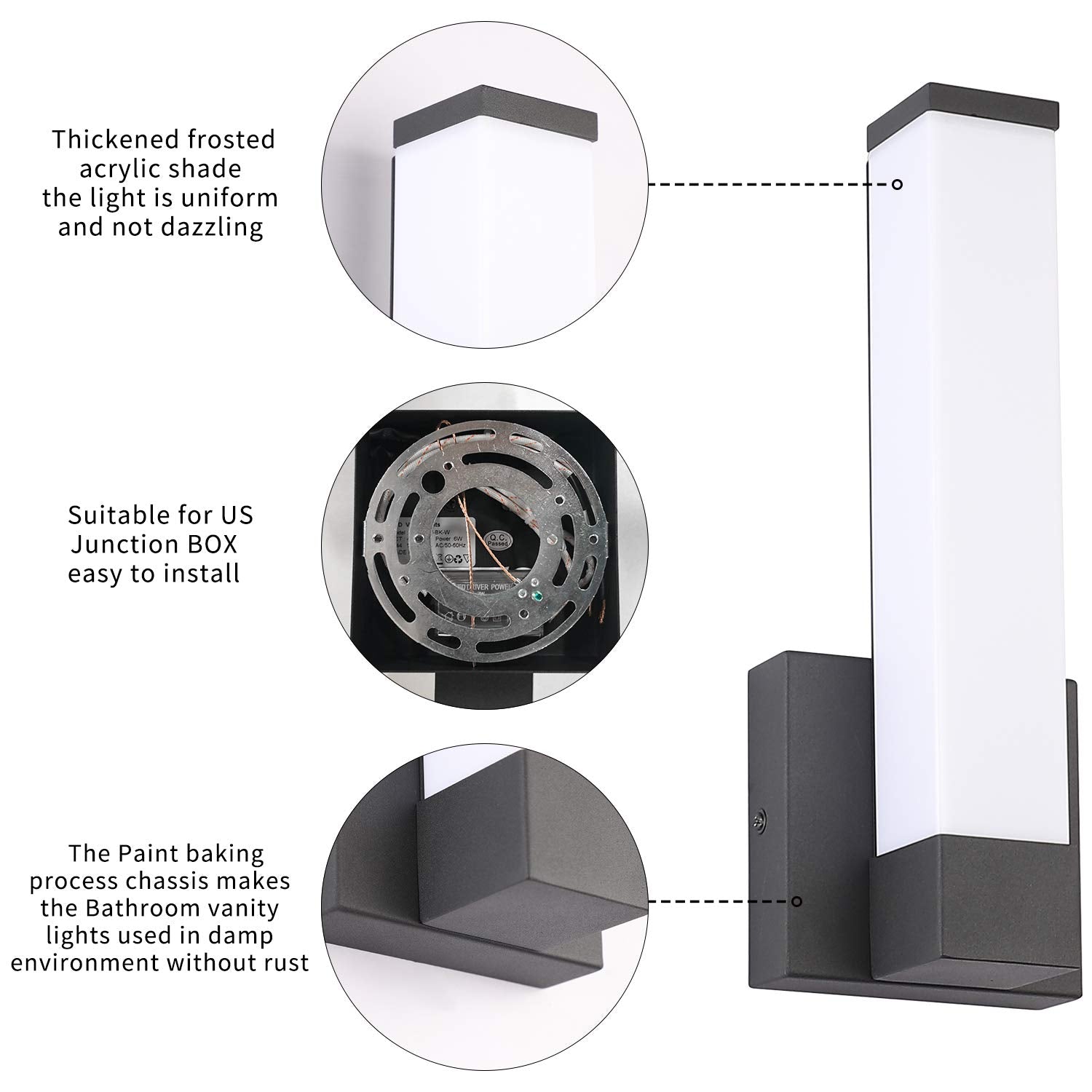 7Degobii Black Wall Sconce For House Decor Led Wall Lights For Bedroom Bedside Wall Lamp Modern Indoor Led Hallway Sconces Wall Lighting 12" Inch Height 12W 4000K