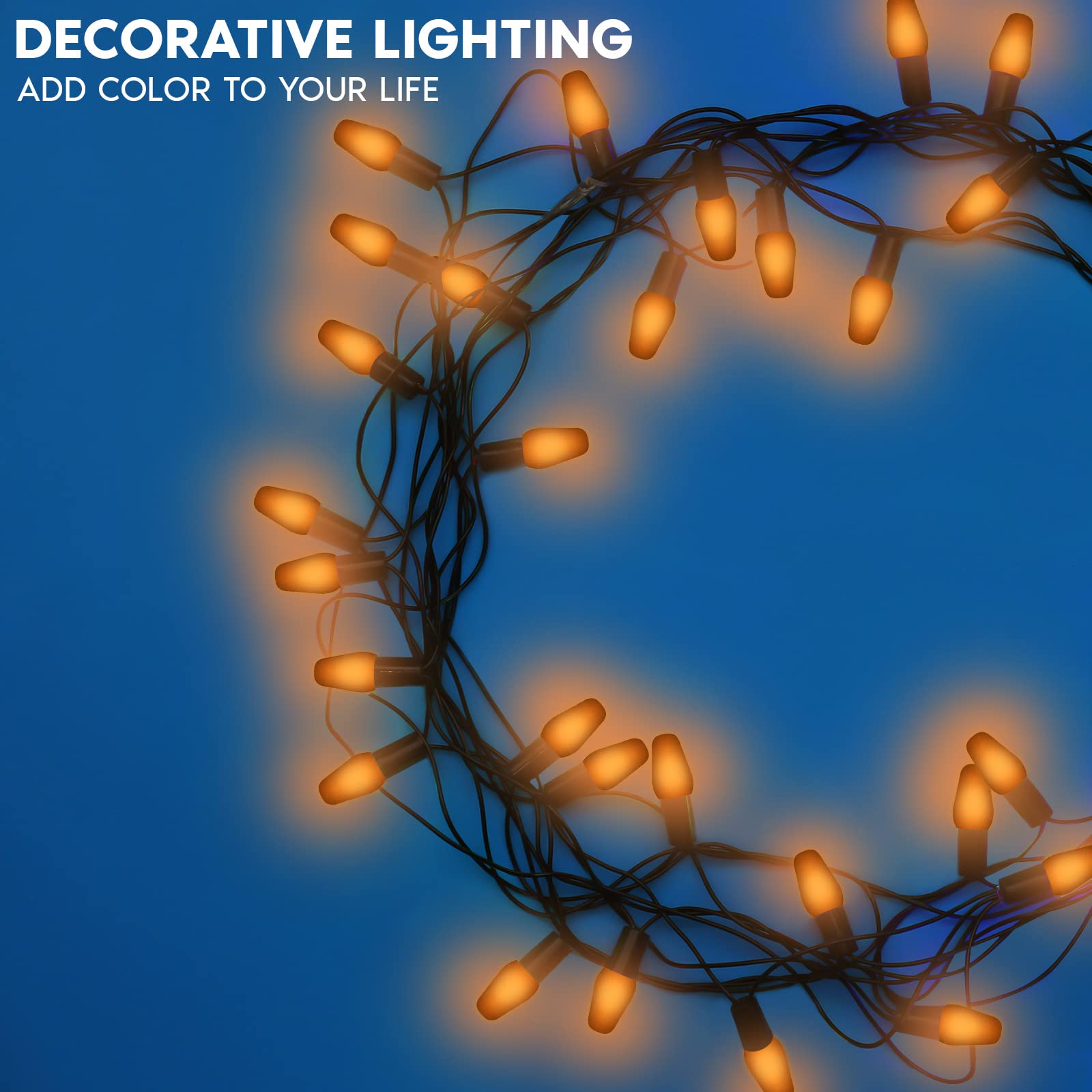 LUXRITE C7 LED Orange Light Bulbs, 25-Pack, Shatterproof, E12 Base, Indoor/Outdoor, Model LR21756