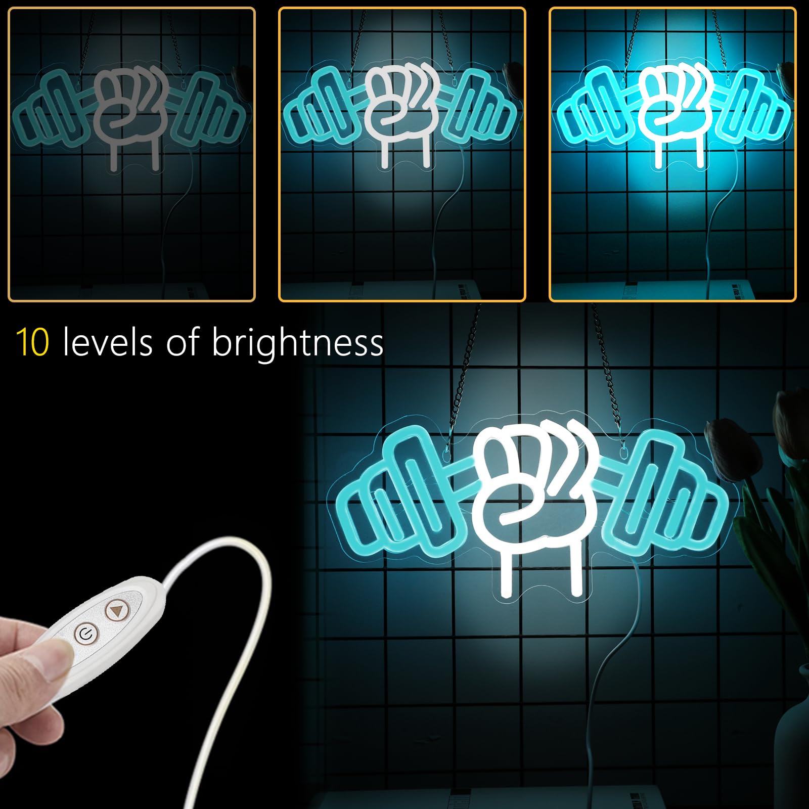 Neonawall Dumbbell Neon Sign For Home D  cor,Bedroom Decor,Led Sign,Room Neon Sign,Gym Decor,Sports Neon Sign,Men Women Wall D