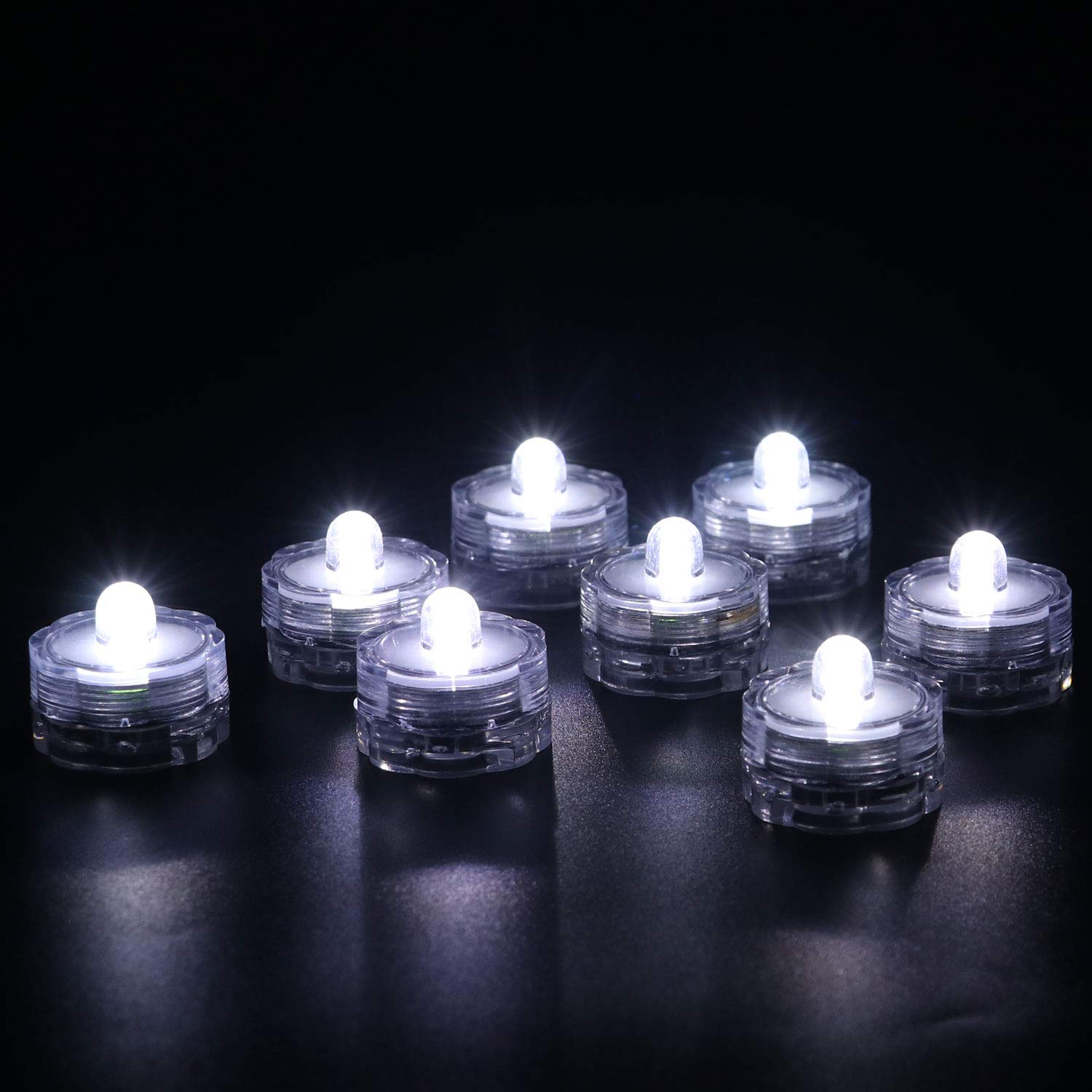 Rhytsing Set of 12 Submersible Led Tealights, Waterproof Underwater Wedding Tea Lights, White Steady Light, Batteries Included