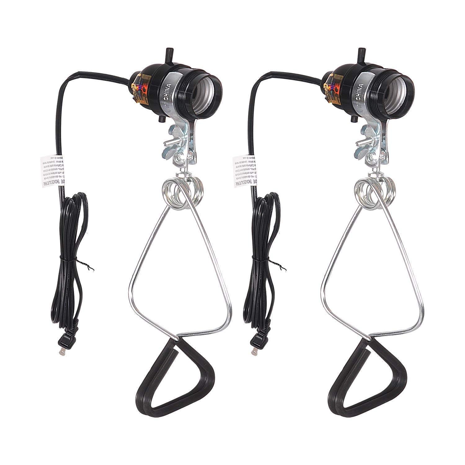 Simple Deluxe Brooder Heat Lamp, 2-Pack, 18/2-Gauge, 150 Watt, 6 Feet Cord, Black, Model HIWKLTCLAMPSOCKETX2