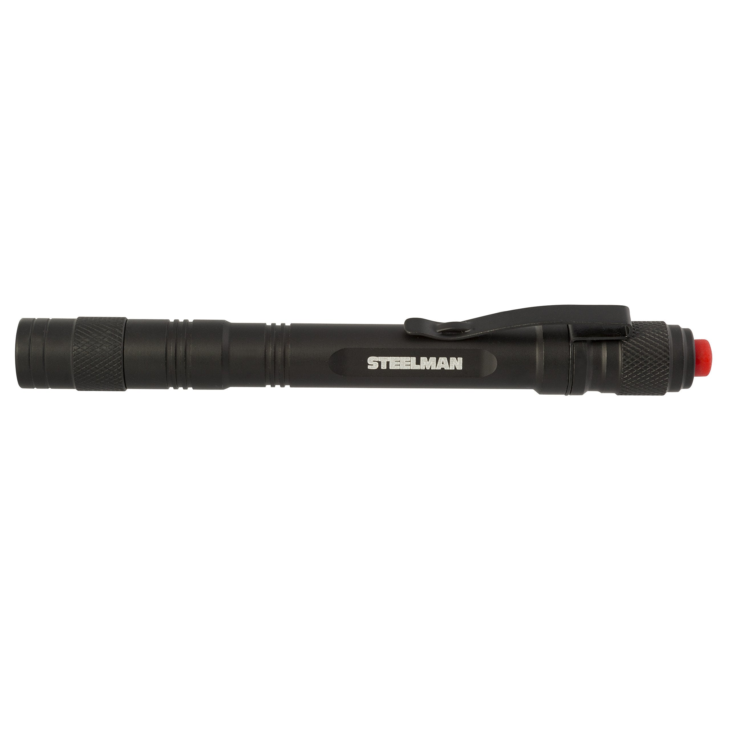 Steelman LED Inspection Pen Light, 70-Lumen, Aluminum, 2 AAA Batteries, Black, Model 95874