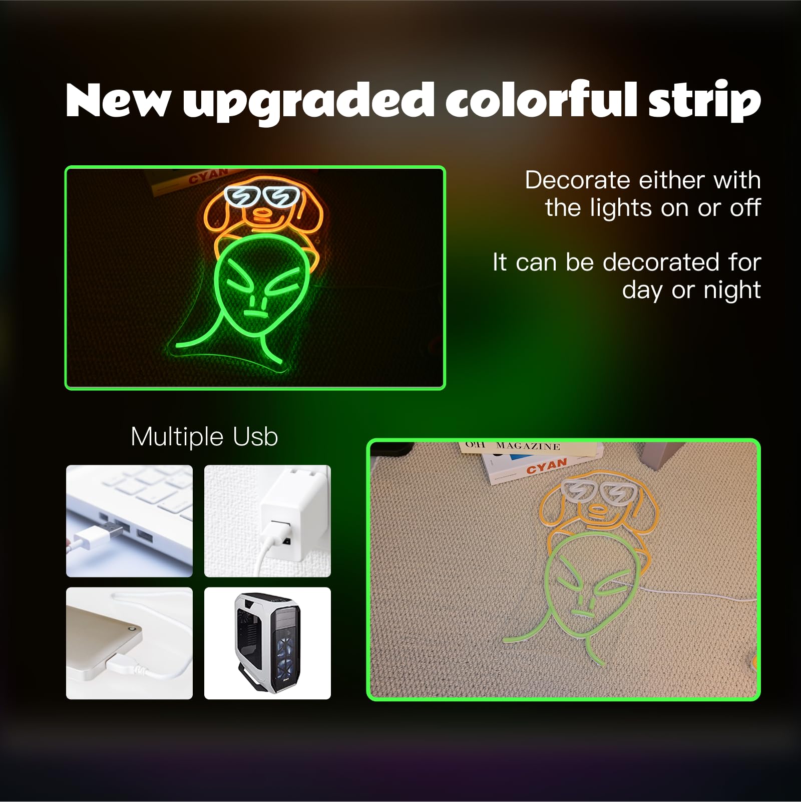 ineonlife Alien Dachshund Neon Sign LED Lights 9.8in  x 16.5in  USB Powered Wall Art Decor for Game Room and Bedroom