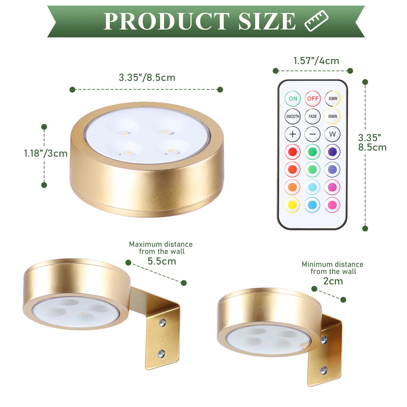 2-Pack Picture Light Battery Operated Painting Lights, 13 Color Rgb Magnetic Led Display Art Light With Remote, Dimmable And Tim
