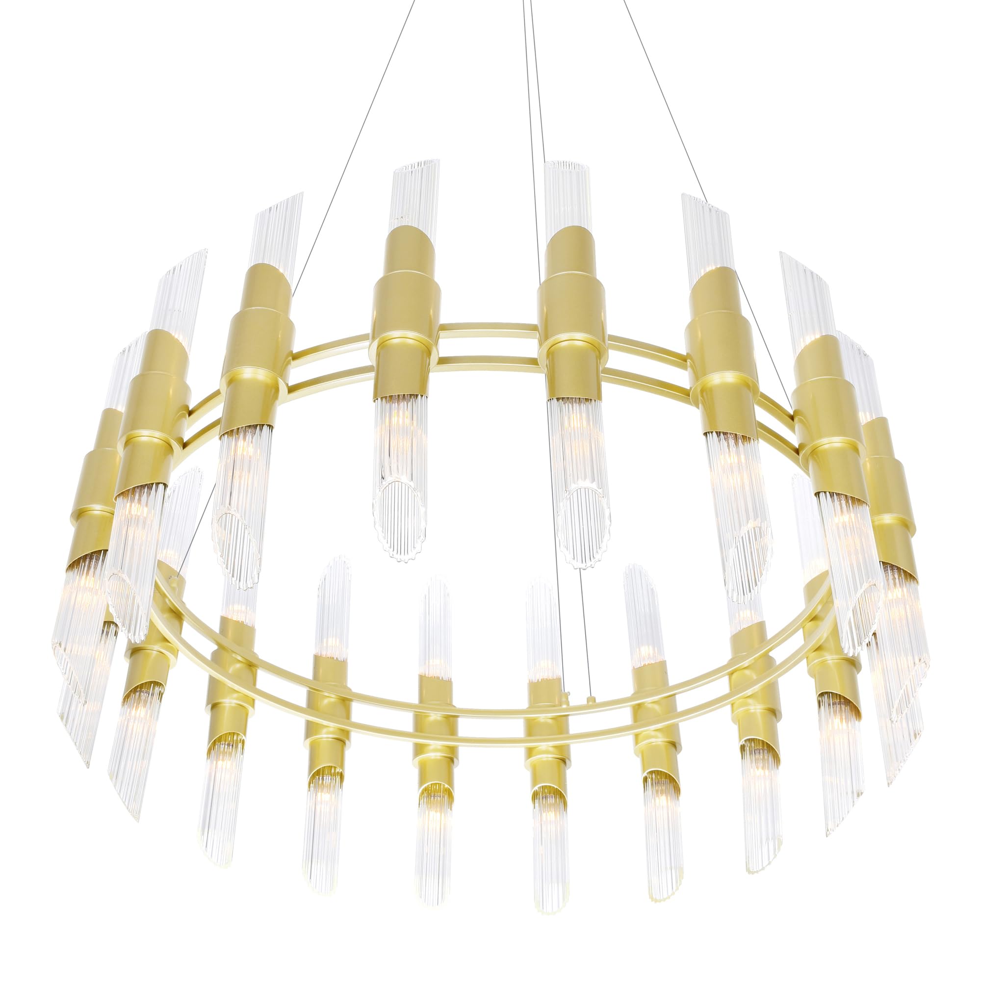 Cwi Lighting Croissant 36-Light Satin Gold Metal Chandelier - Contemporary Design