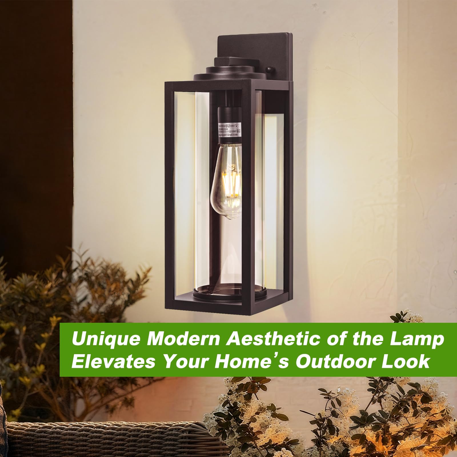 20Inch Large Outdoor Wall Lights 2 Packs - Oil Rubbed Bronze Exterior Light Fixture With Clear Glass Shade  Waterproof Porch Lighting For House  Farmhouse Sconces Lantern For Front Door  Garage
