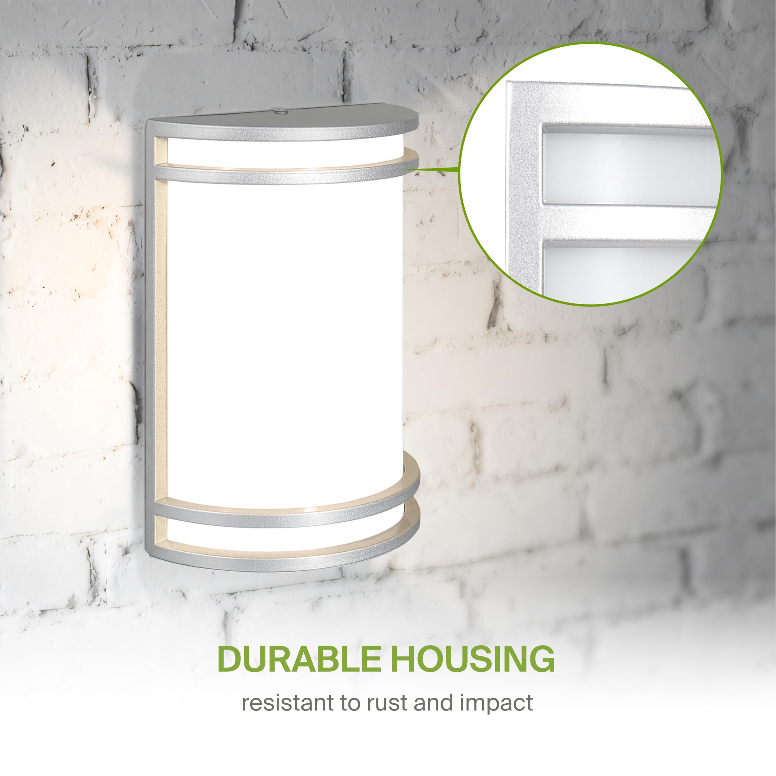 ASD 10 Inch LED Outdoor Wall Mount Light Fixture - Brushed Nickel Modern Wall Sconce Lighting - 120-277V 15W 3000/4000/5000K Adj