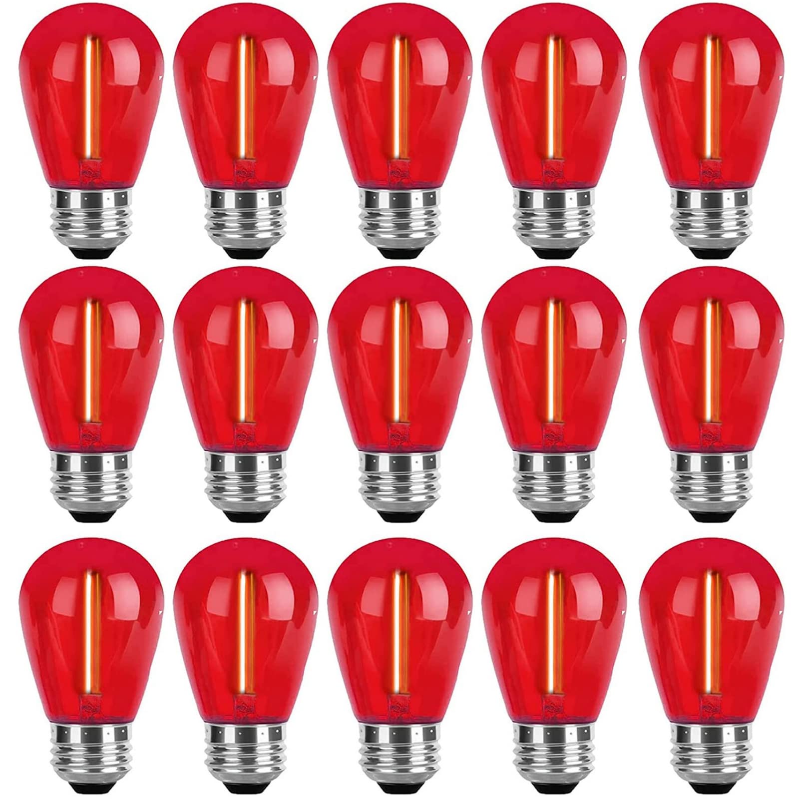Minsily 15 Pack Red S14 Led Bulbs, Vintage Edison Style, 1W Replacement For String Lights