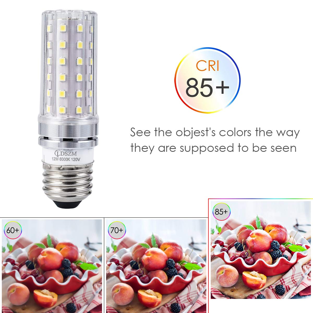 LDSZM LED Corn Light Bulb 12W E26 Base 6000K Cool White 1200 Lumen Pack of 4